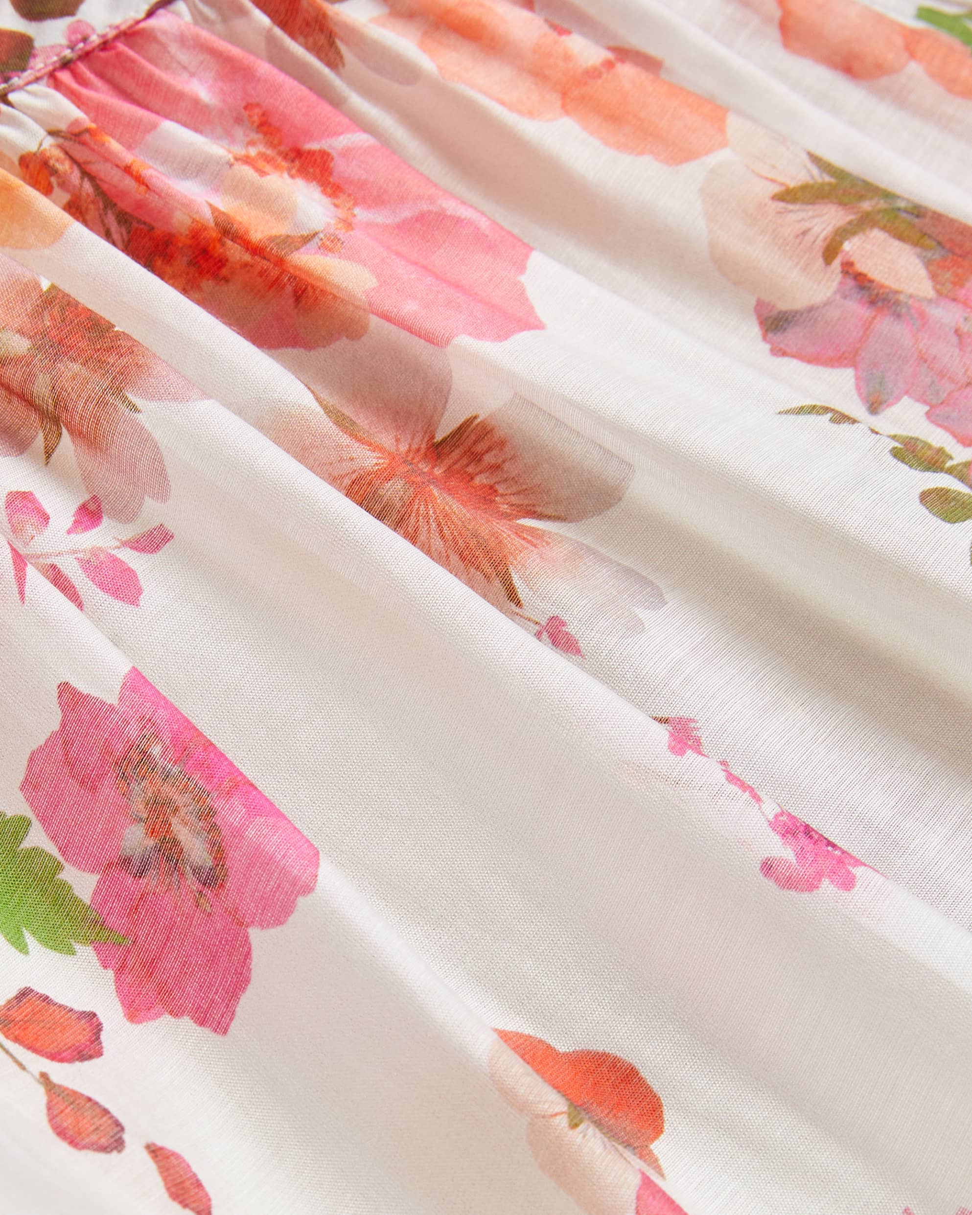 Alviano Floral Print Puff Sleeve Maxi Dress Pink