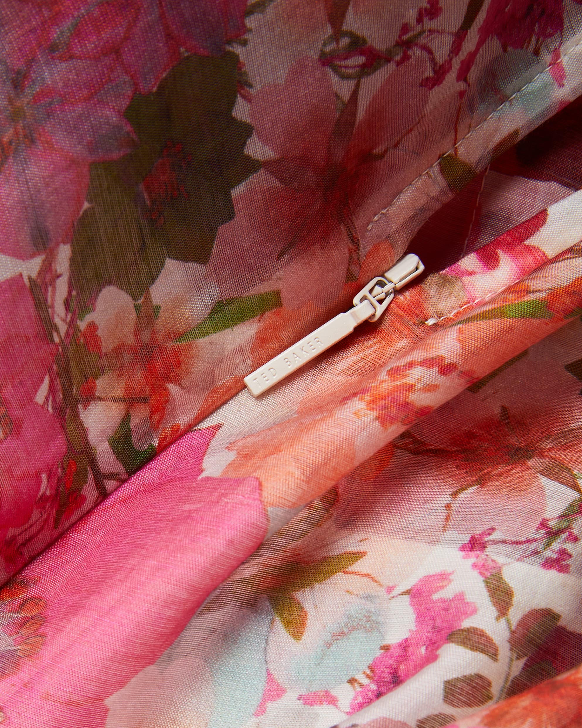 Alviano Floral Print Puff Sleeve Maxi Dress Pink