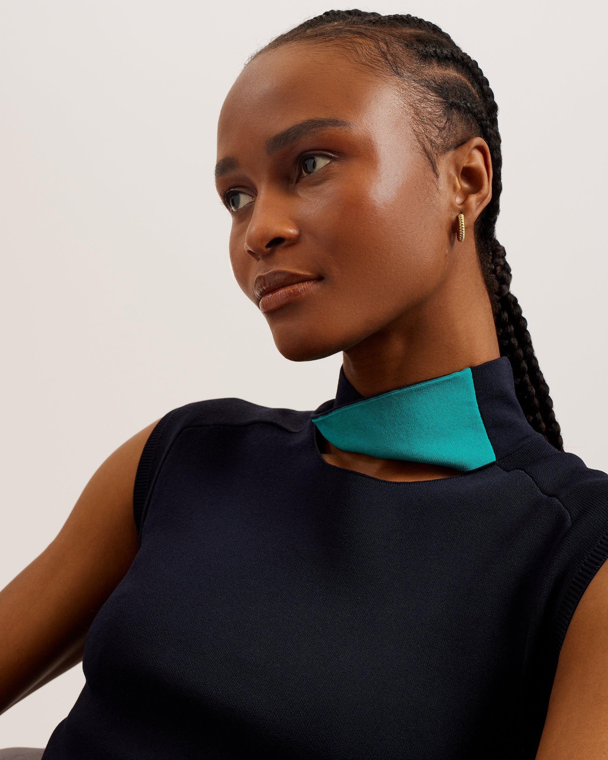 Paolla Easy Fit Twist Neck Dress Navy