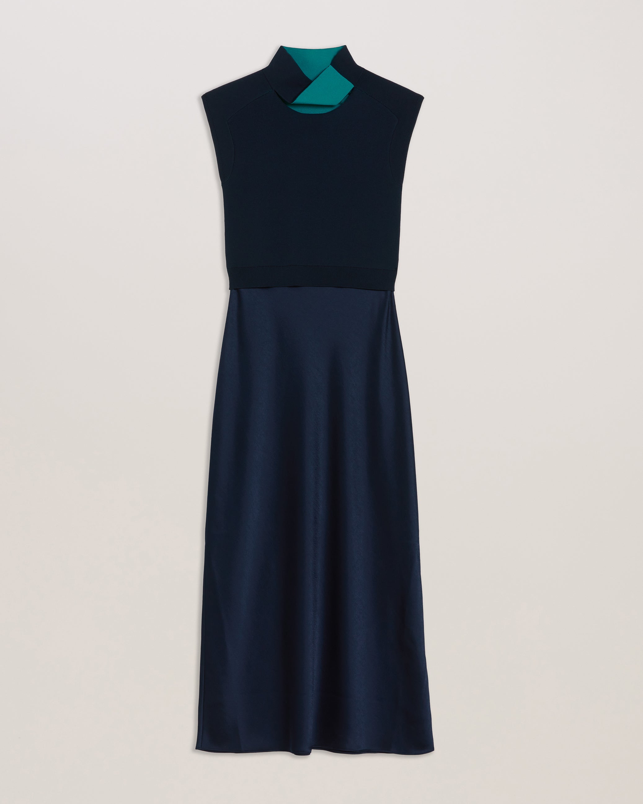 Paolla Easy Fit Twist Neck Dress Navy