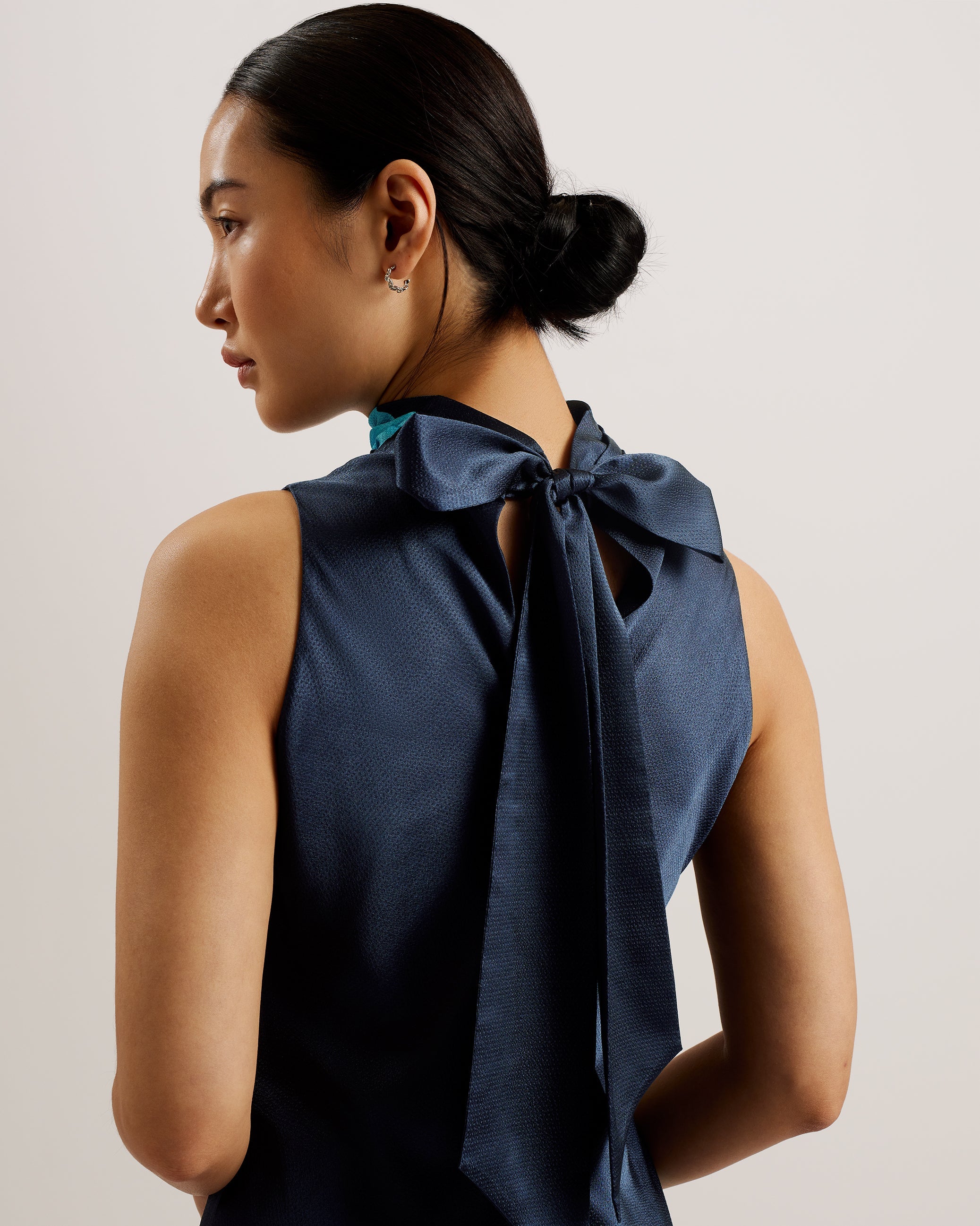 Timava Cowl Neck Midi Slip Dress Navy