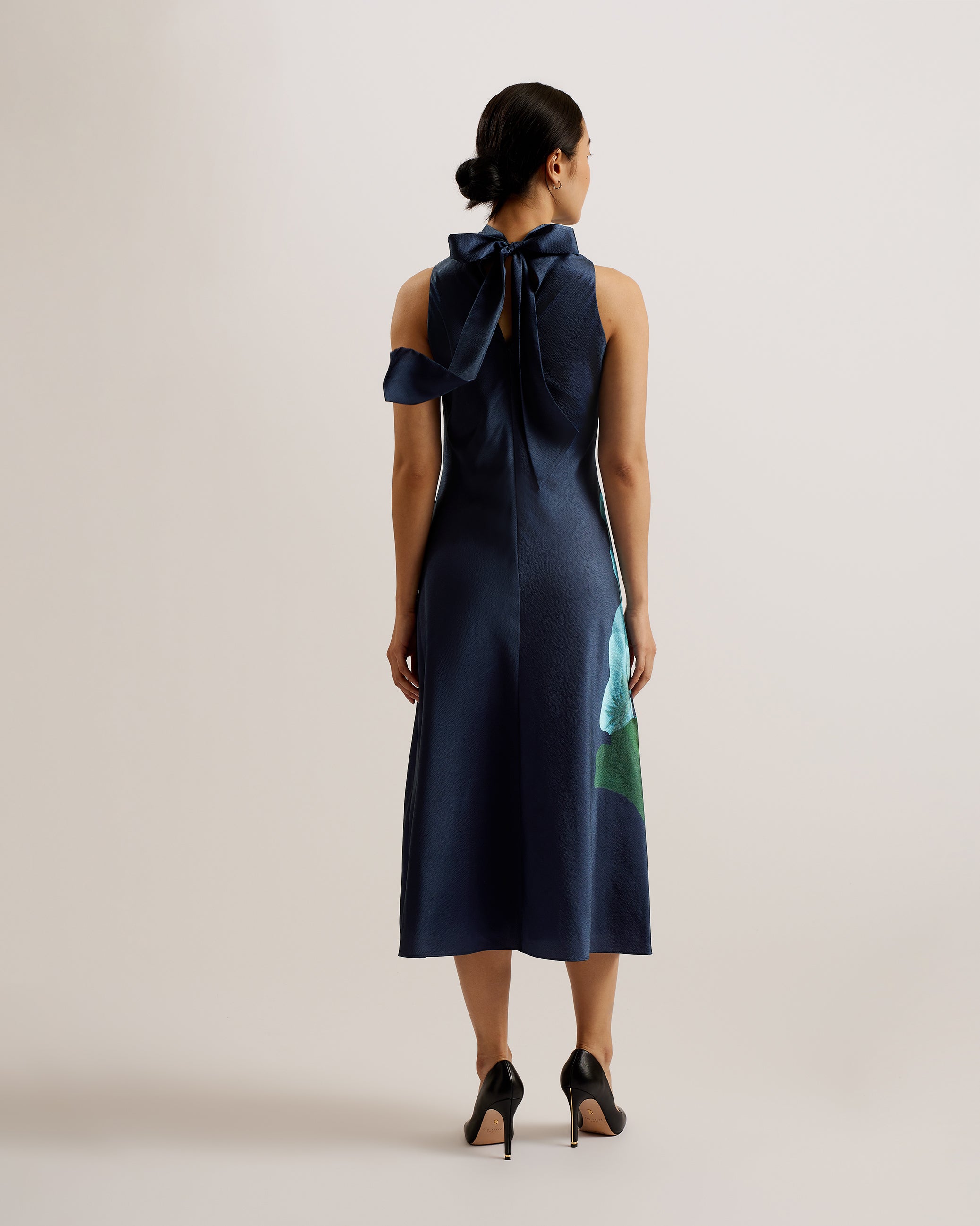 Timava Cowl Neck Midi Slip Dress Navy
