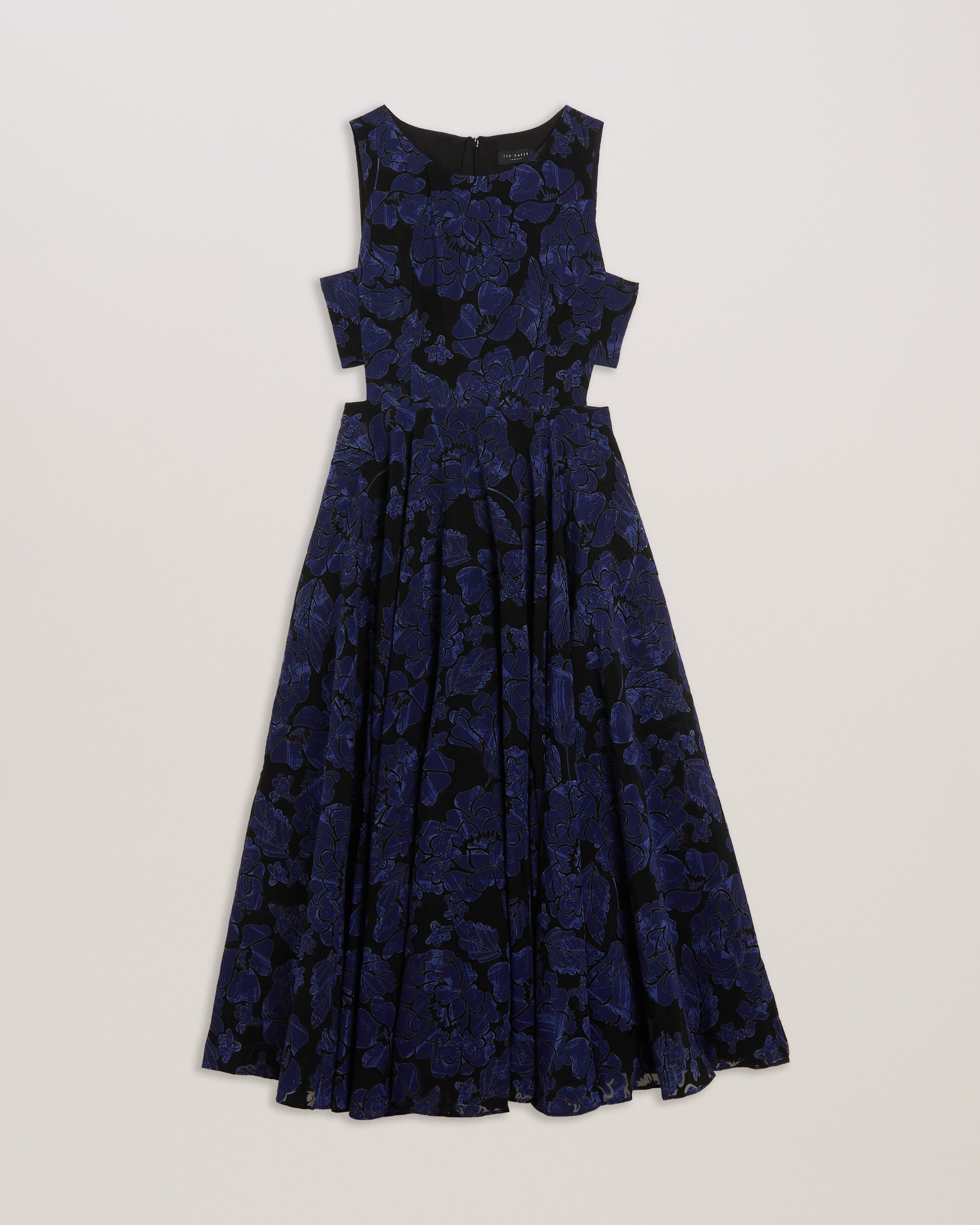 Occhito Cut Out A-Line Midi Dress Navy