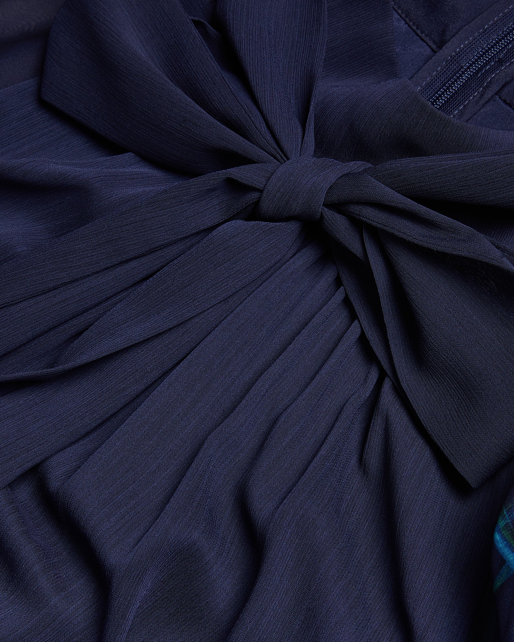 Manami Pussybow Shirt Maxi Dress With Slit Navy