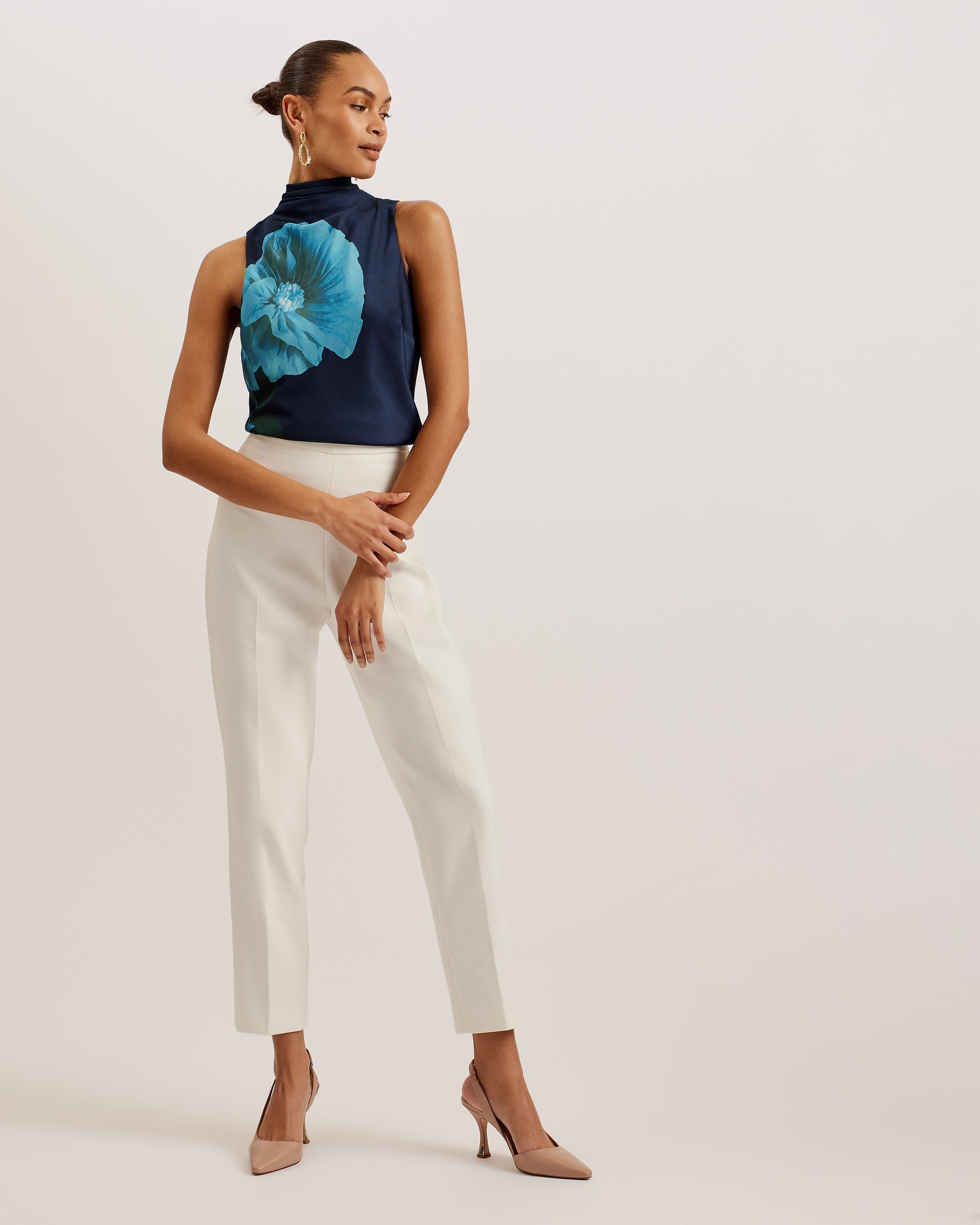 Setsuko Cowl Neck Sleeveless Top Navy