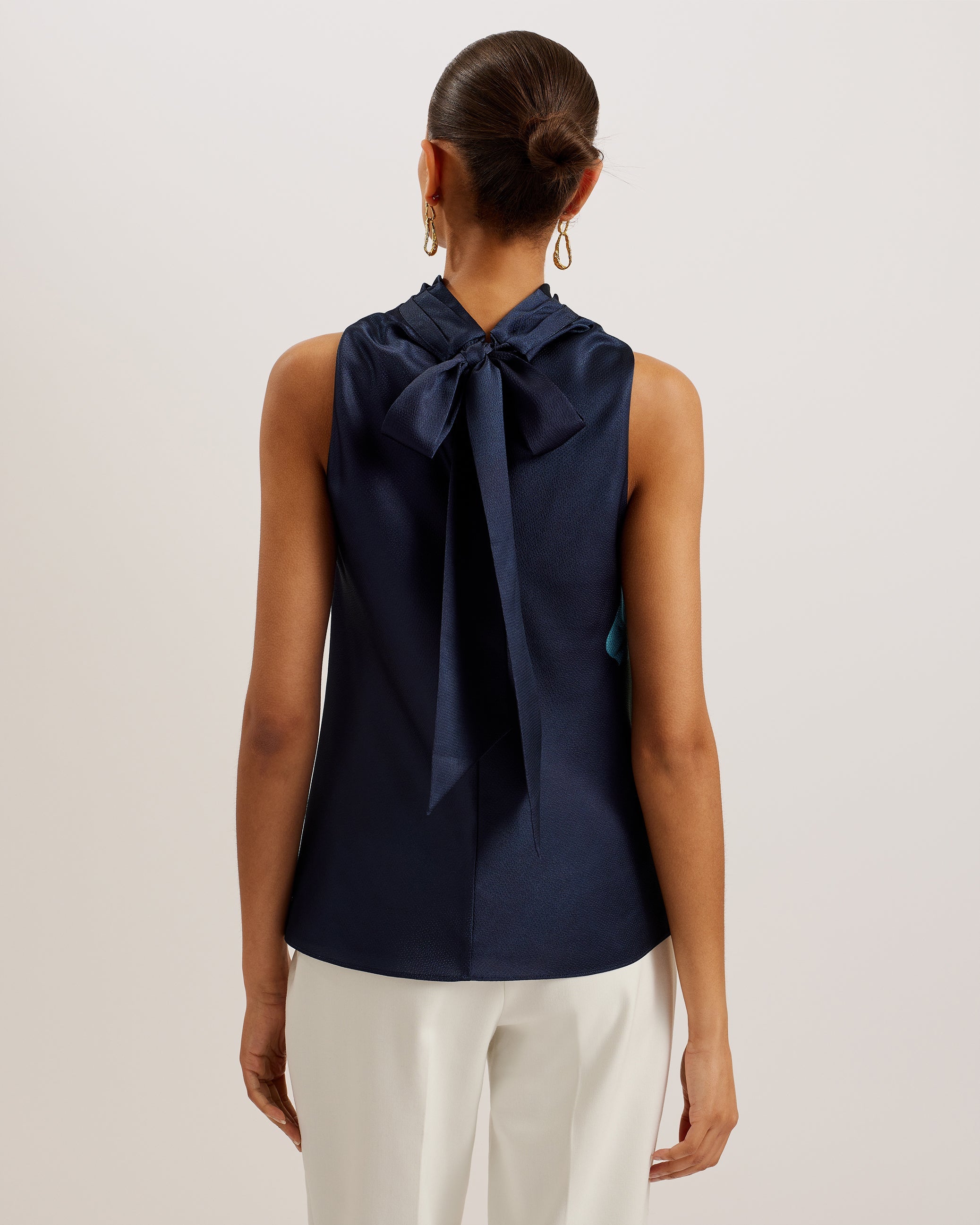 Setsuko Cowl Neck Sleeveless Top Navy