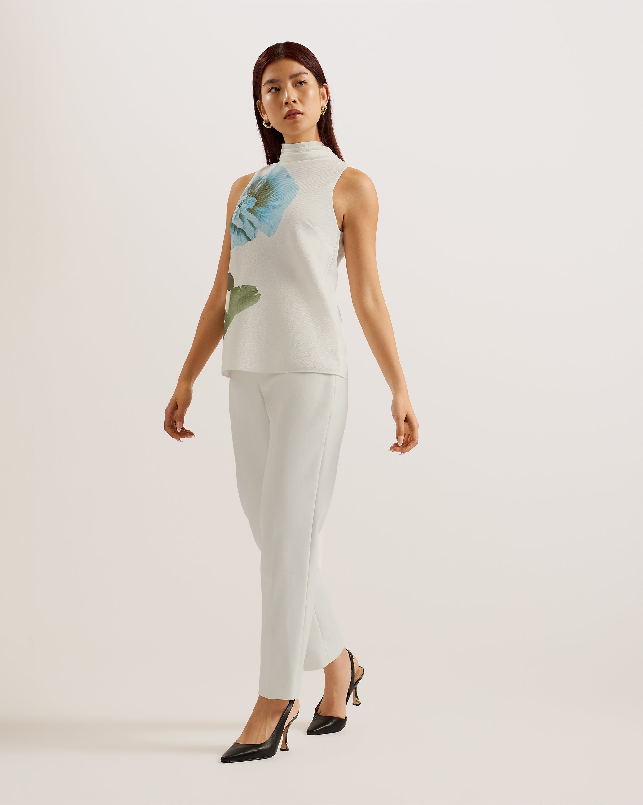 Setsuko Cowl Neck Sleeveless Top White