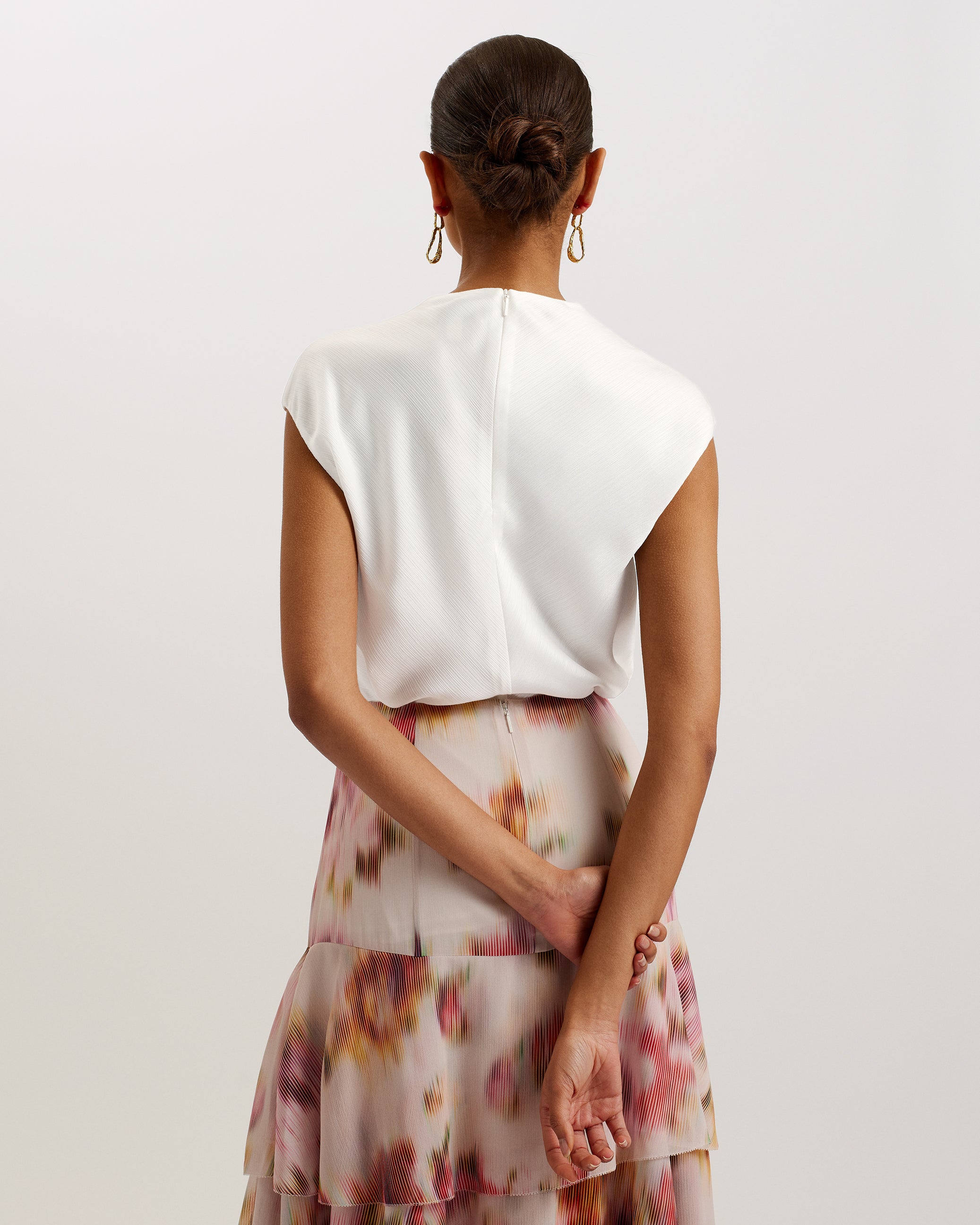 Misrina Drape Neck Cap Sleeve Top Ivory