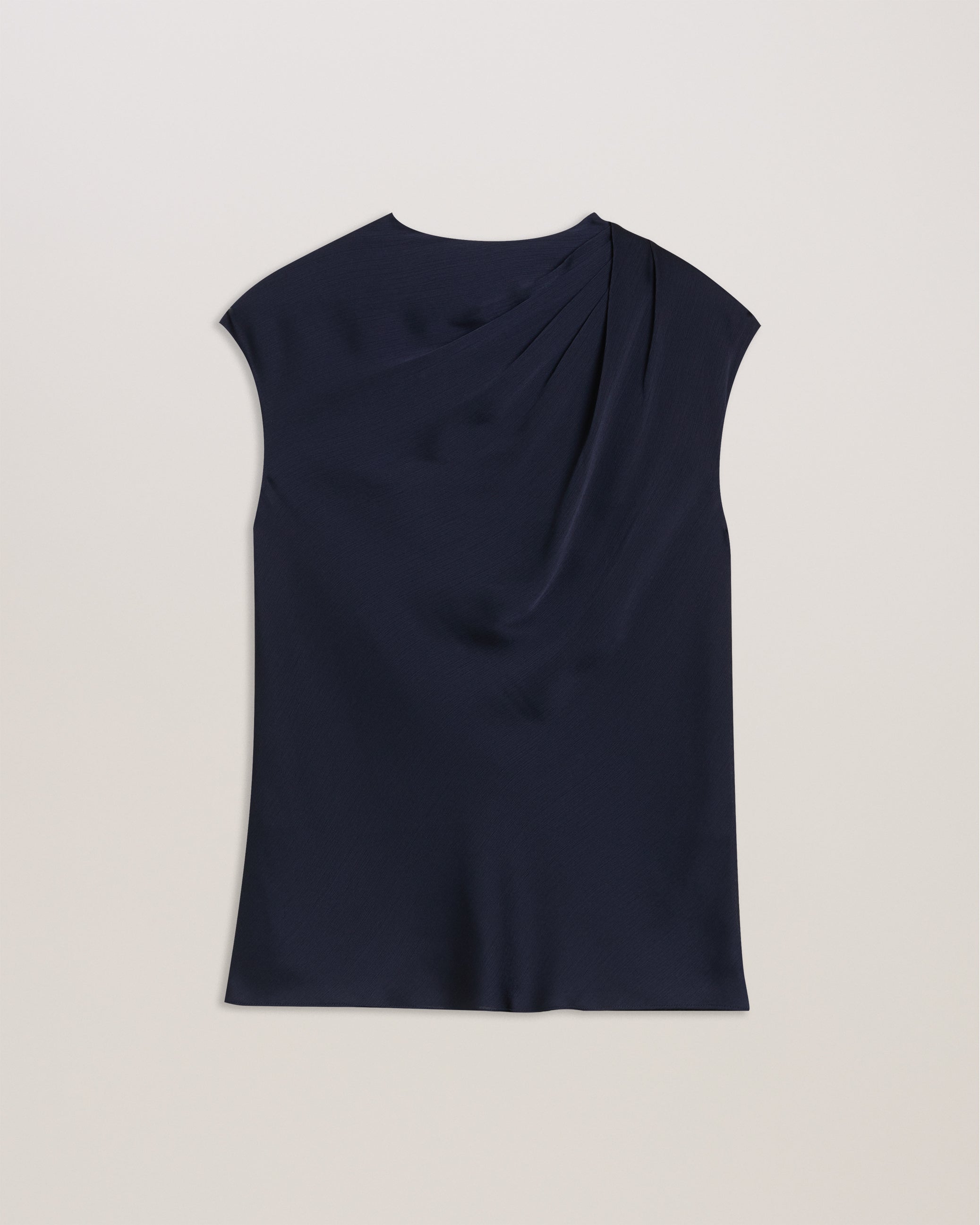 Misrina Drape Neck Cap Sleeve Top Navy