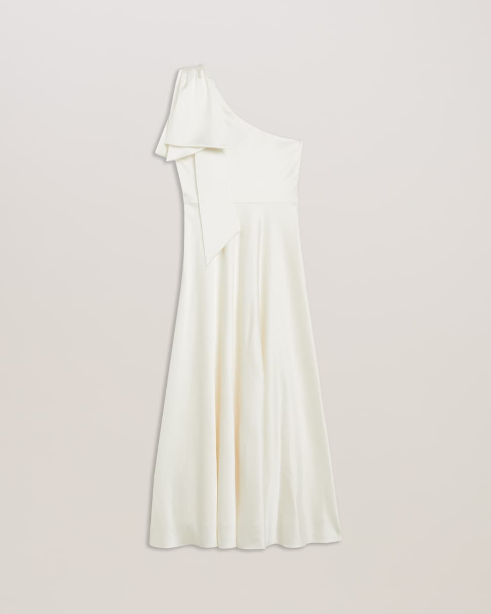 Rikuto Draped One Shoulder Midi Dress Ivory