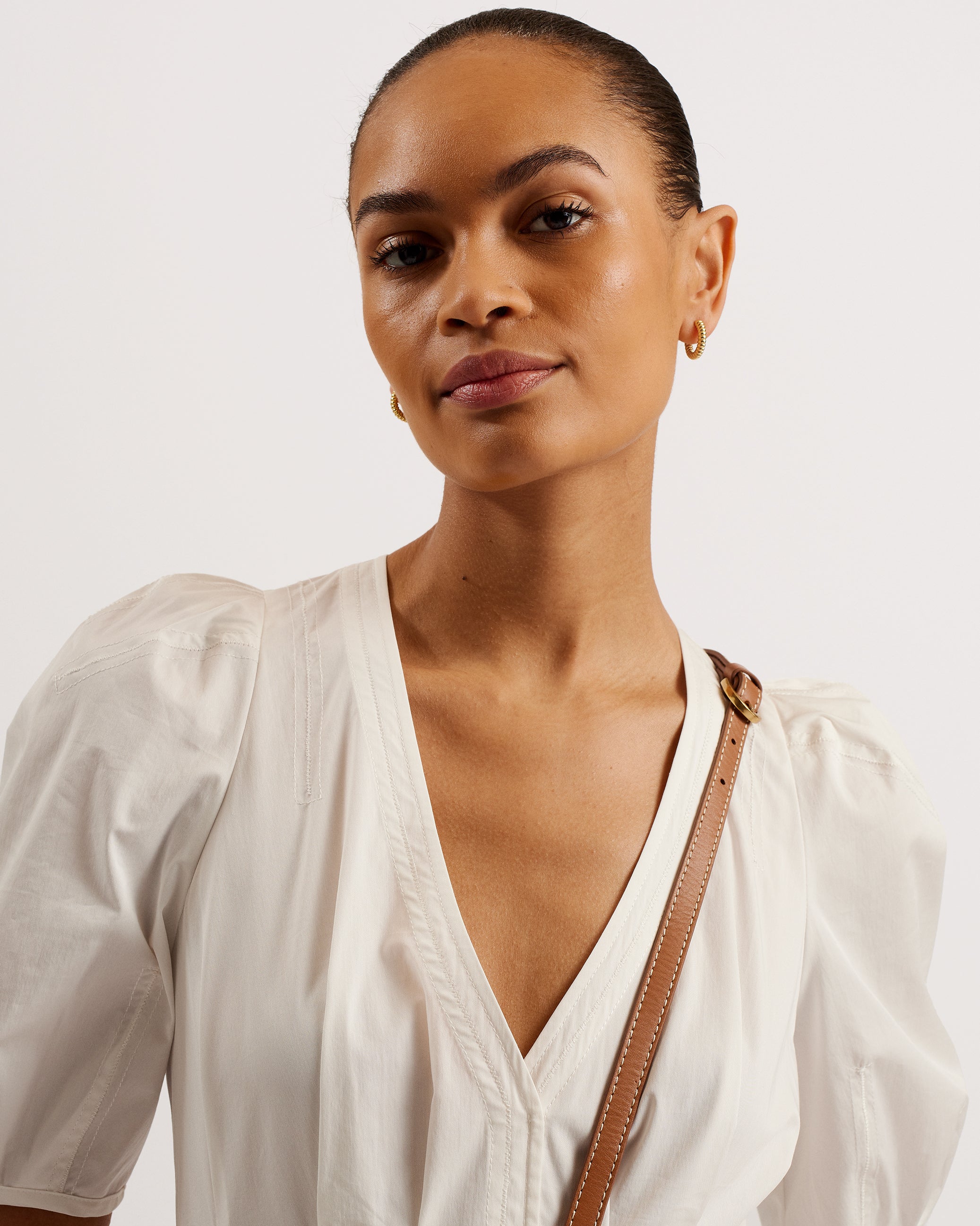 Ledra Puff Sleeve Midi Dress White