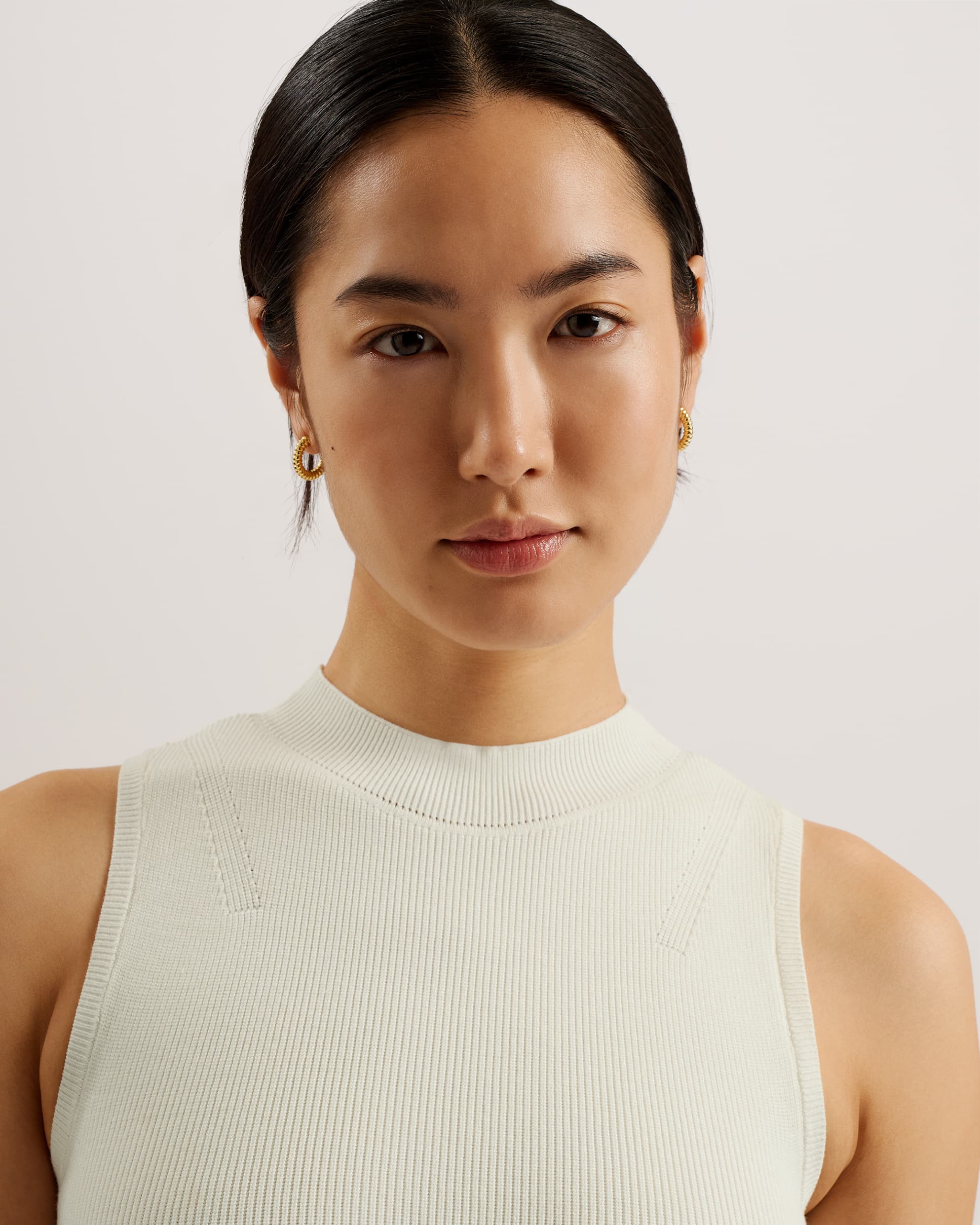 Mayumid Knit Bodice Dress With Boucle Skirt Ivory