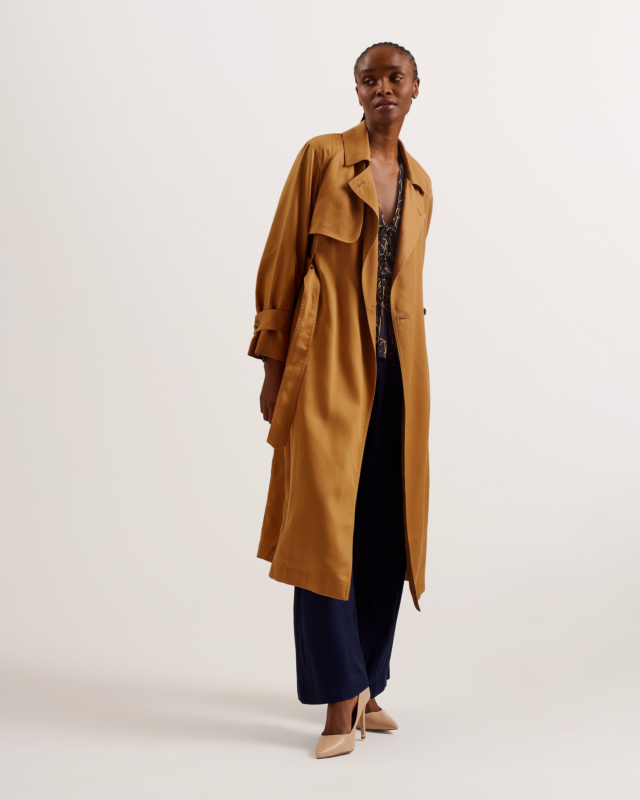 Biferno Colour Block Trench Coat Brown