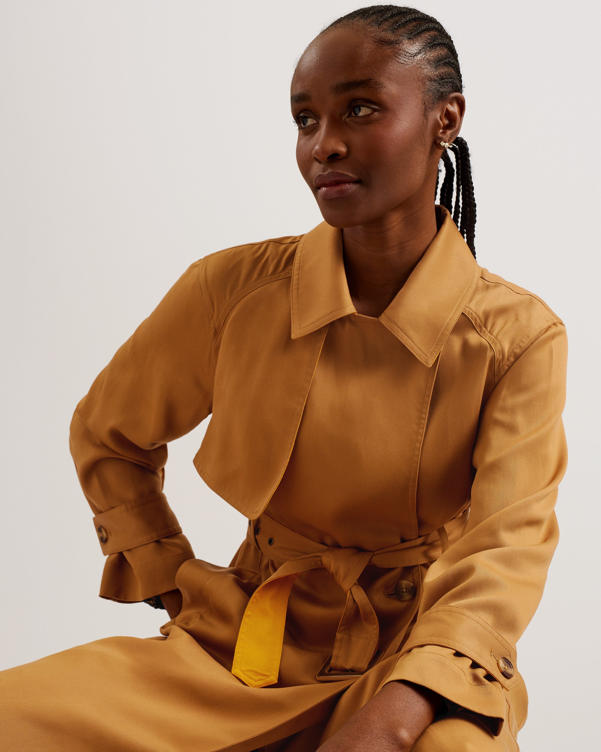 Biferno Colour Block Trench Coat Brown