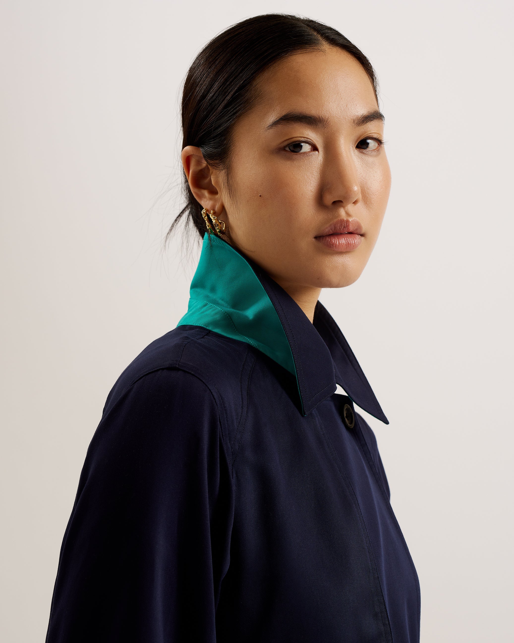 Biferno Colour Block Trench Coat Navy