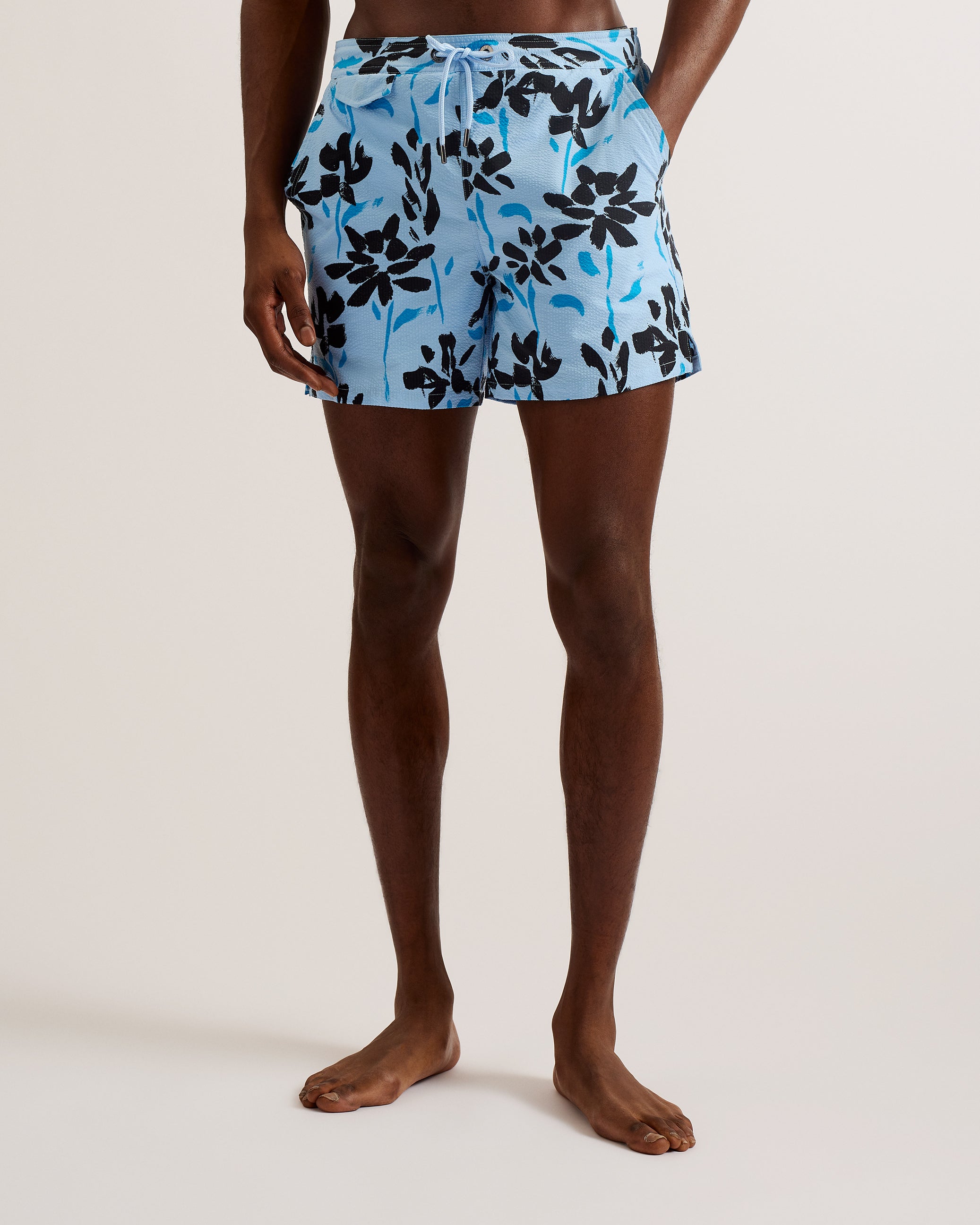 Arand Printed Floral Swim Short Sky-Blue