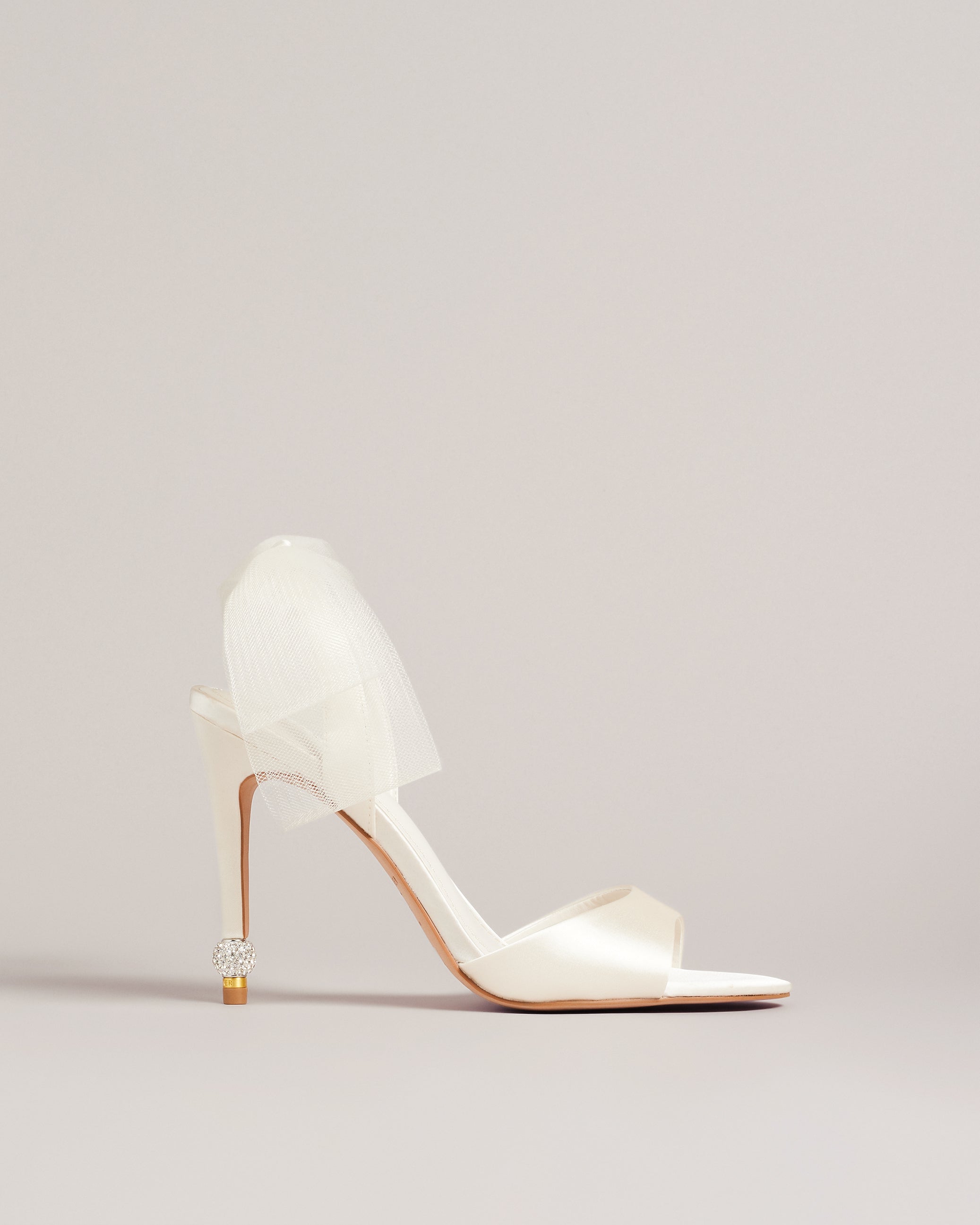 Harinaa Satin Organza Bow Sandal Shoes Ivory
