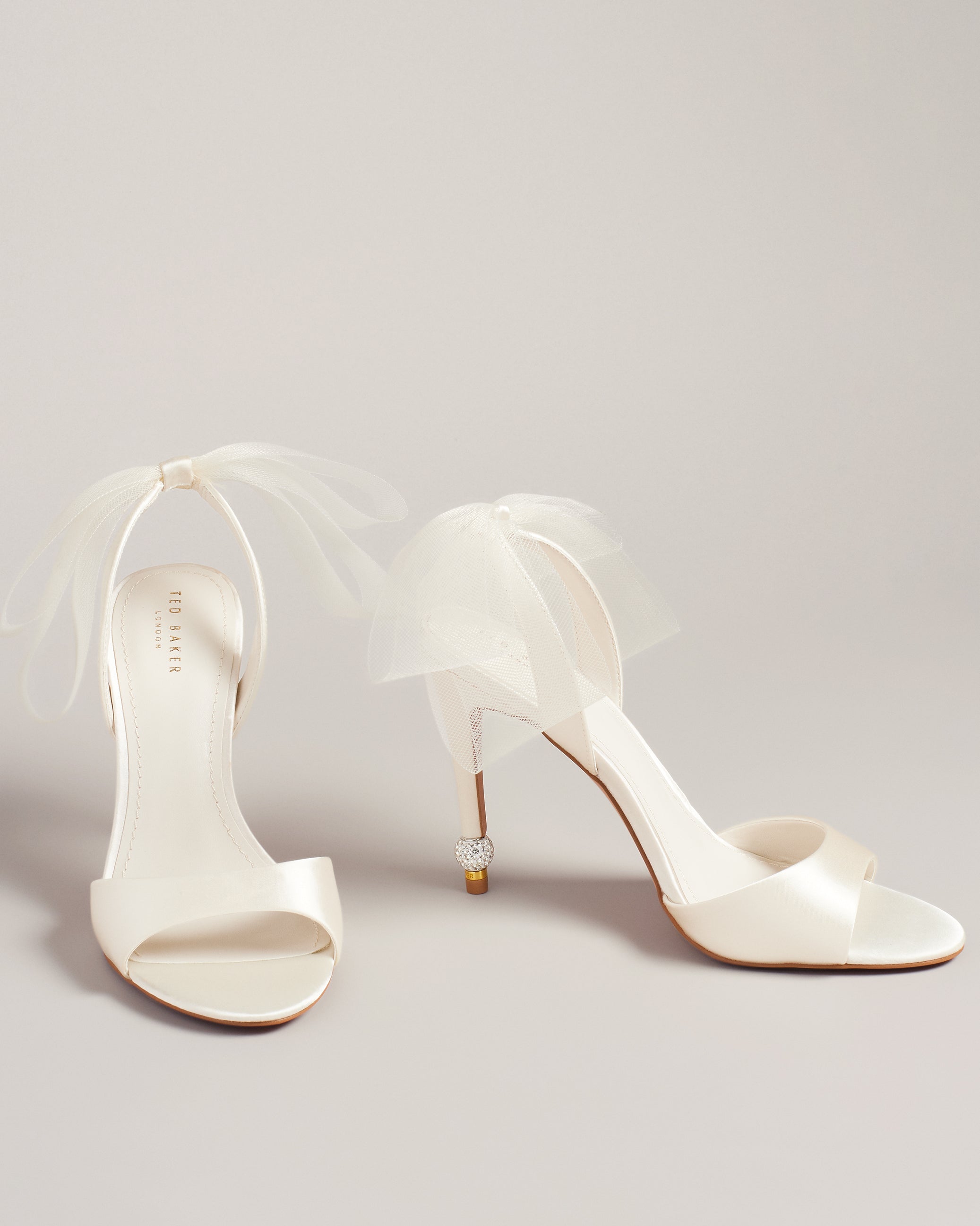 Harinaa Satin Organza Bow Sandal Shoes Ivory