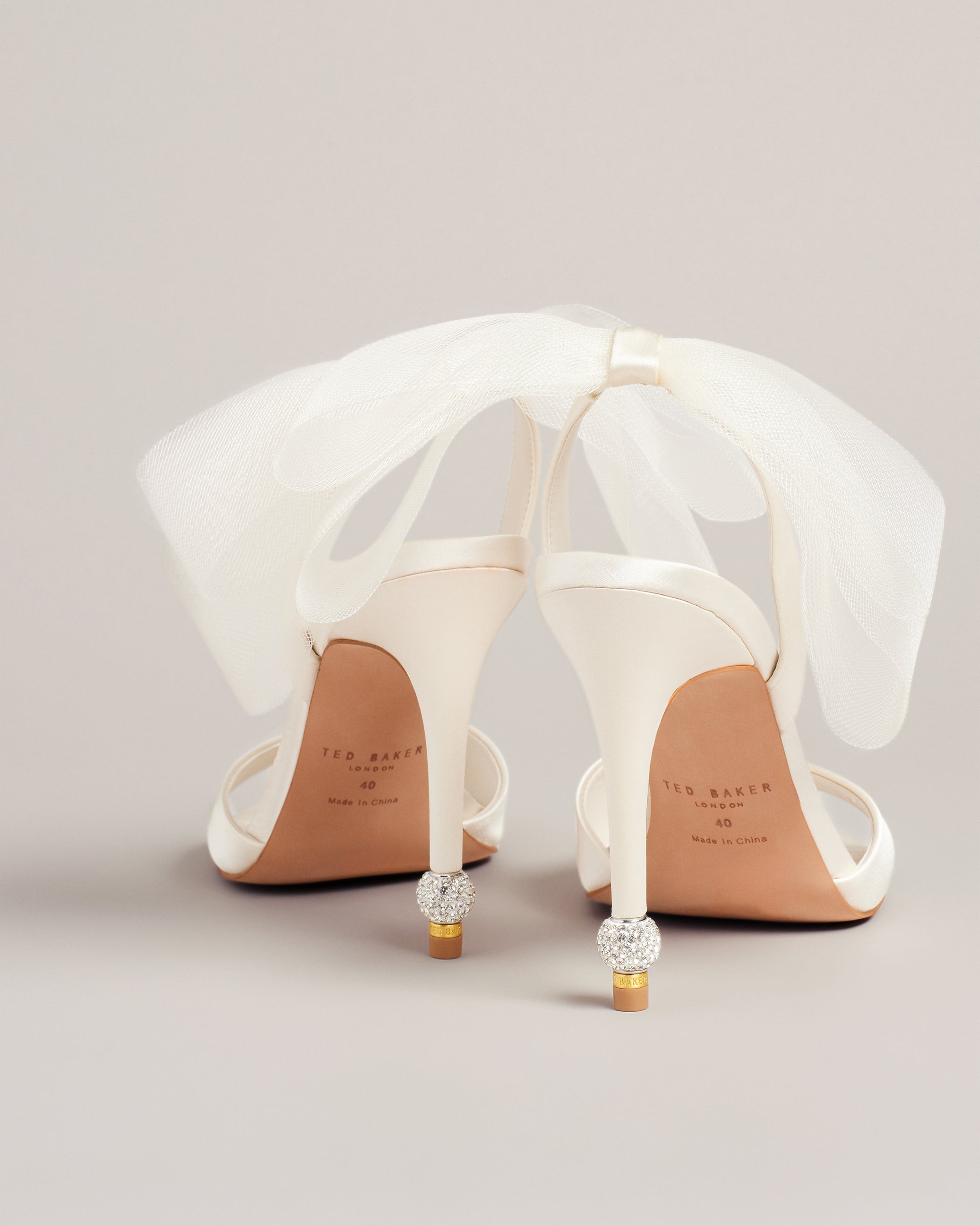 Harinaa Satin Organza Bow Sandal Shoes Ivory