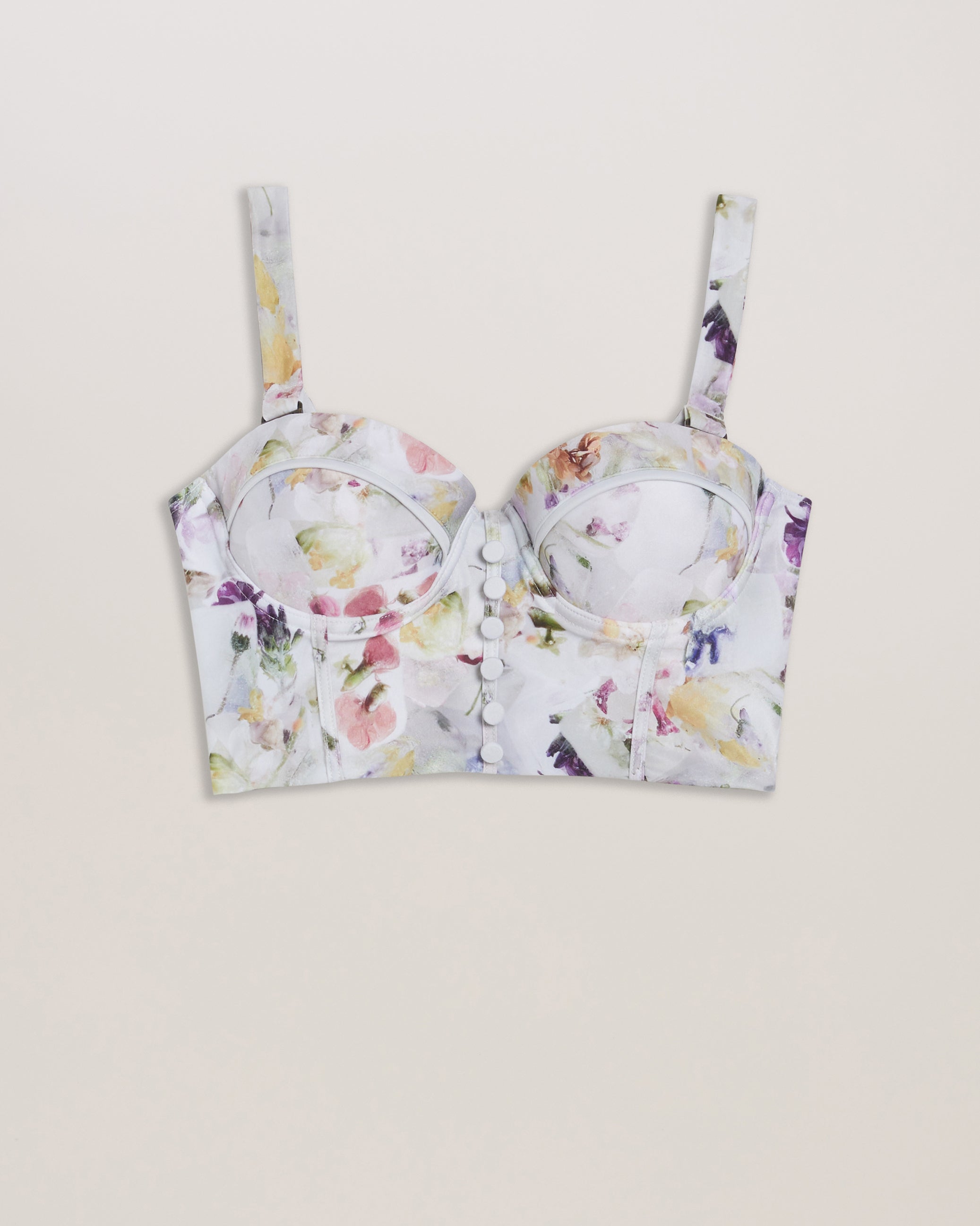 Ulania Floral Longline Underwired Bikini Top White