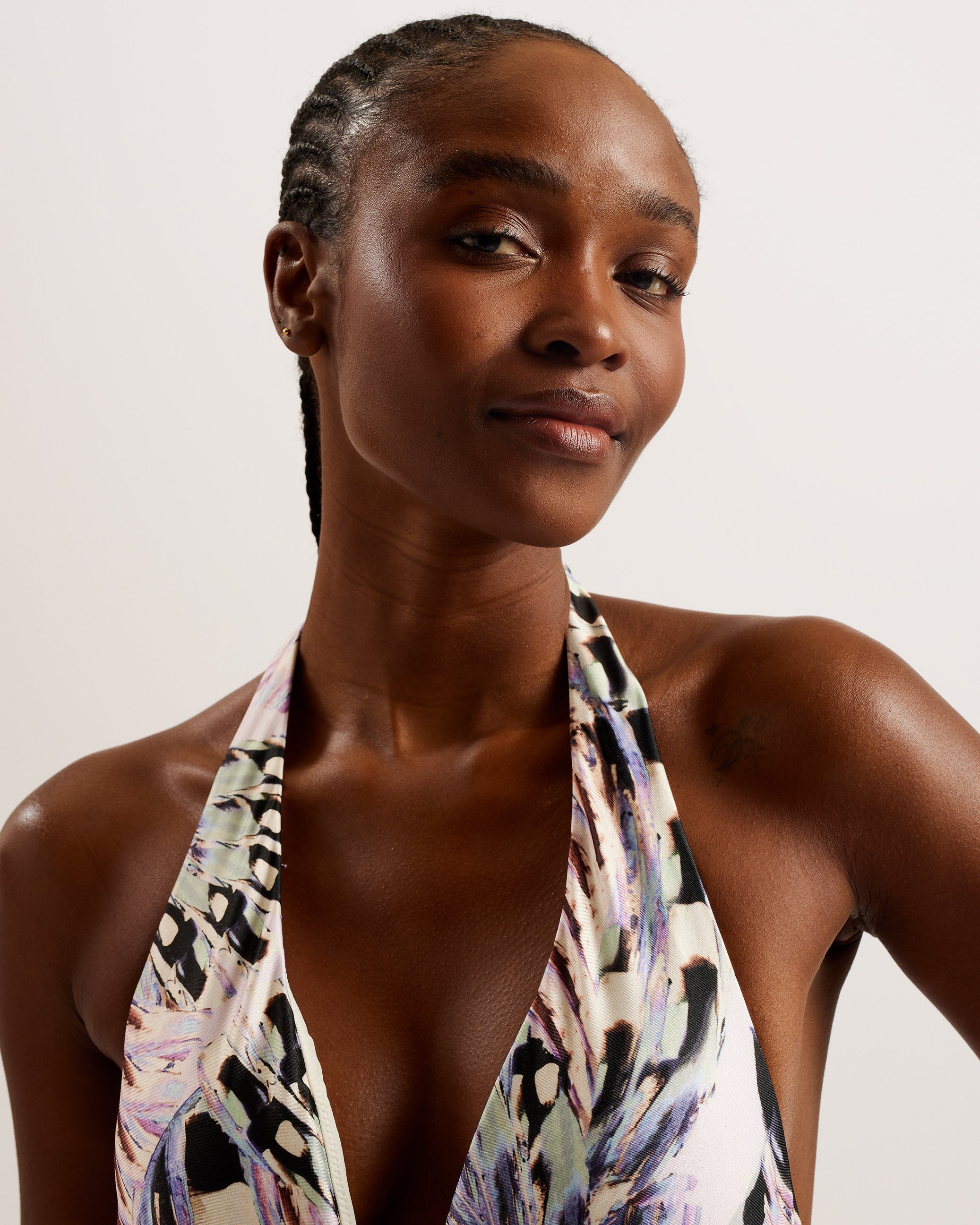 Naomiz Plunge Neck Swimsuit Pl-Pink