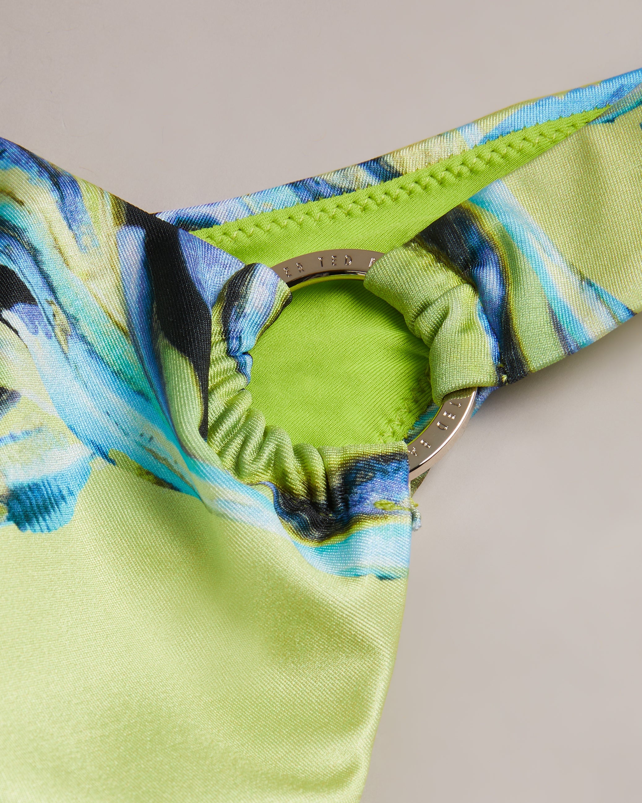 Alfieea Printed One Shoulder Cut Out Swimsuit Lime