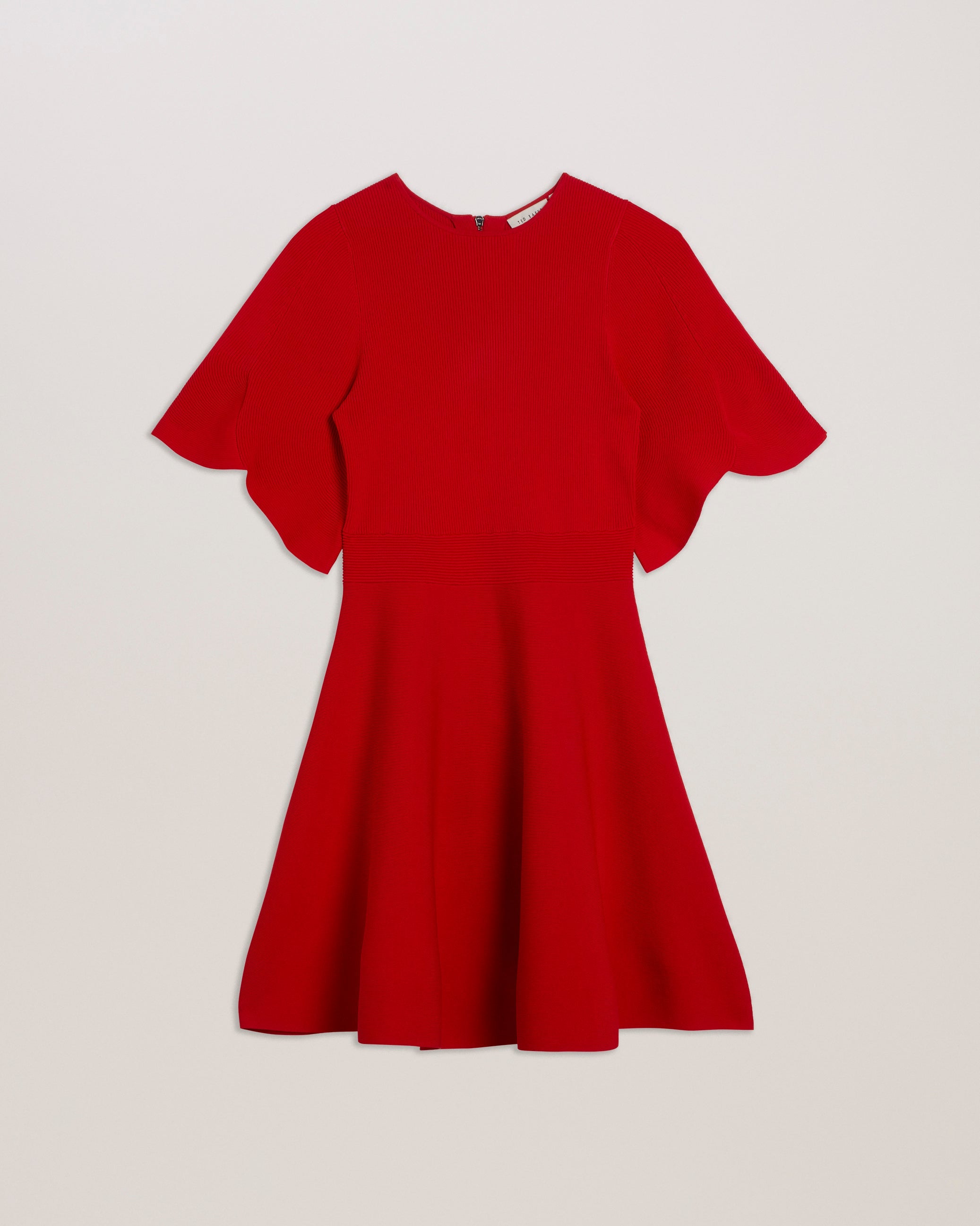 Oliviha Rib Engineered Skater Dress Red