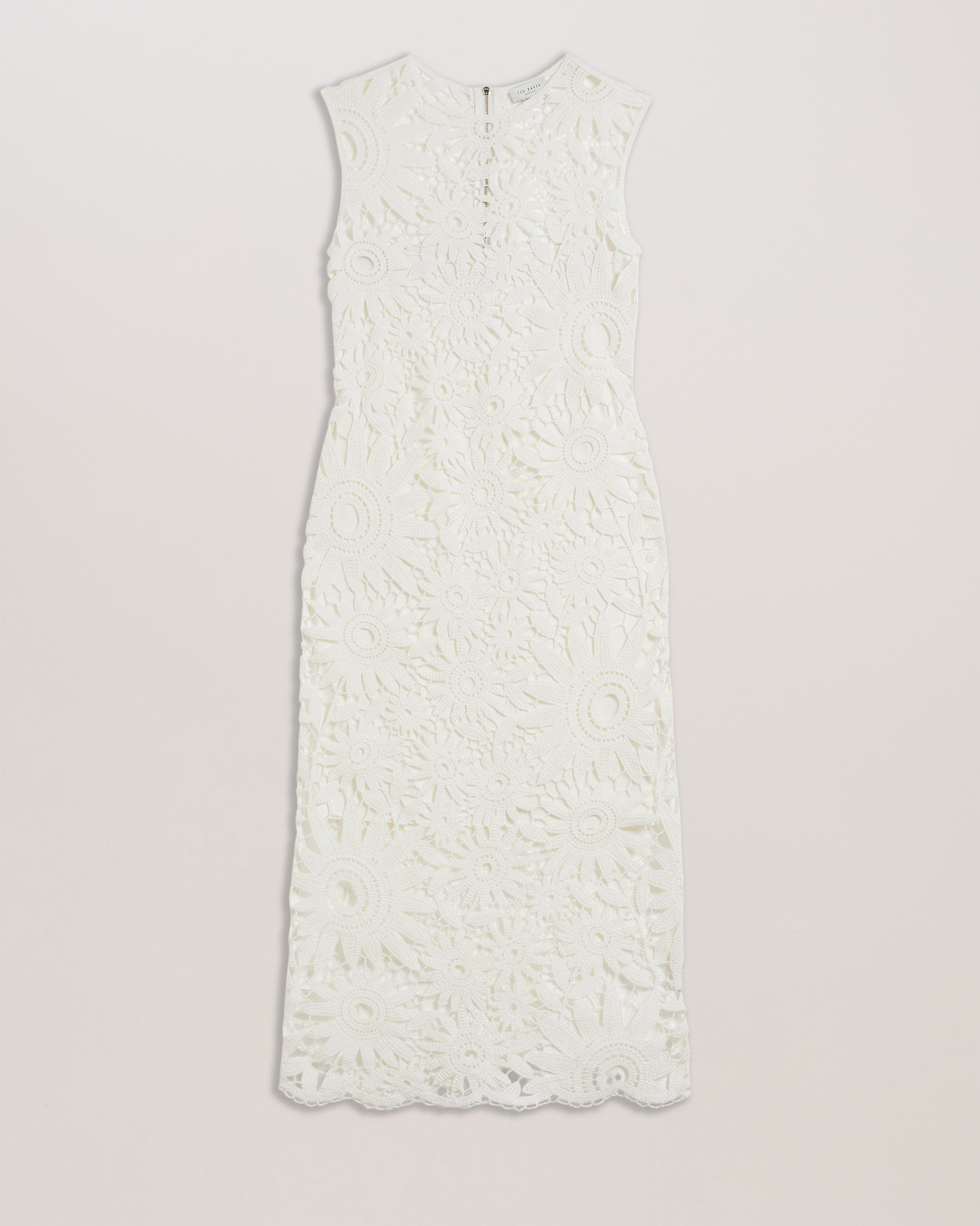 Corha Crochet Sleeveless Midi Dress Ivory