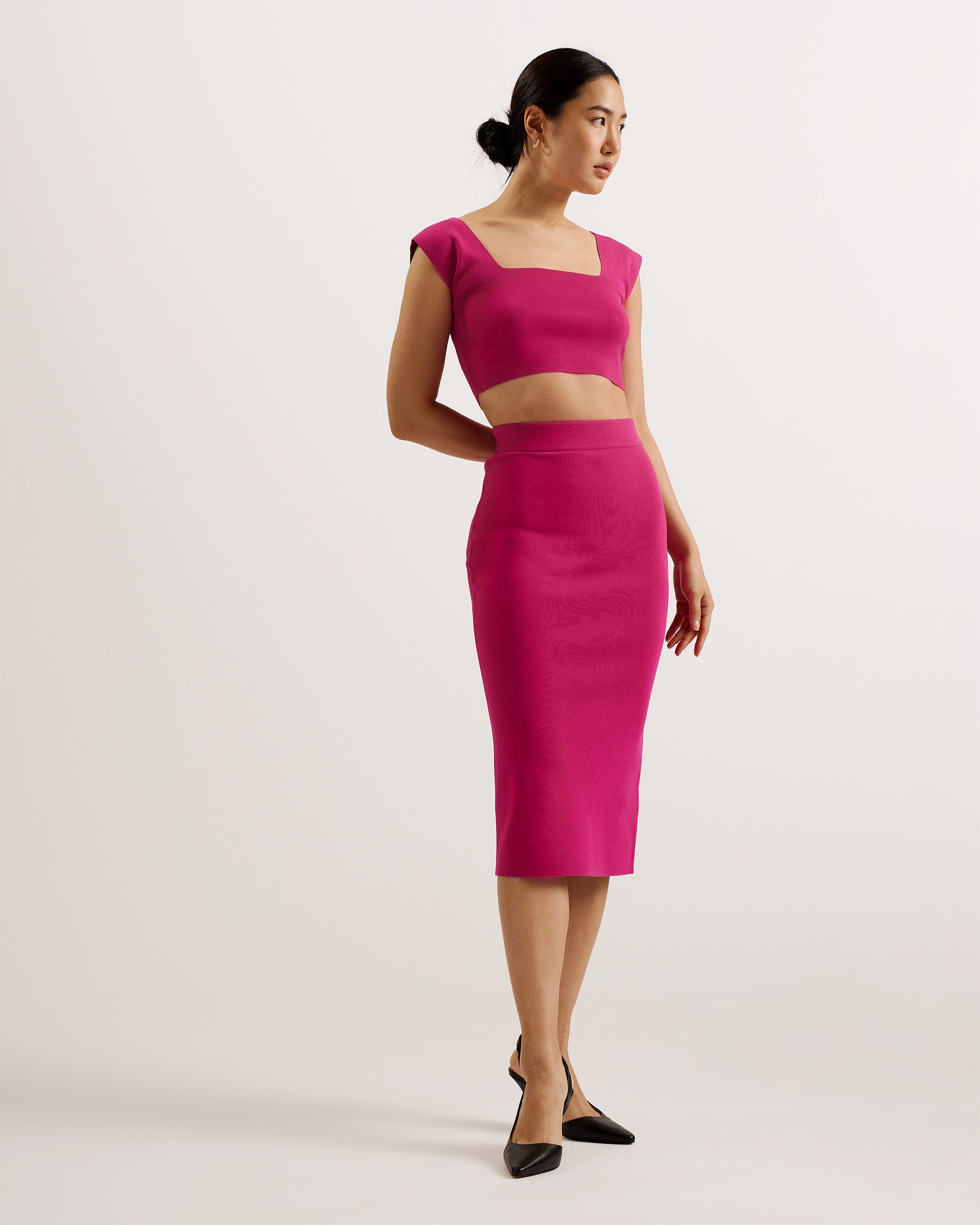 Barbrha Knitted Bodycon Skirt Purple