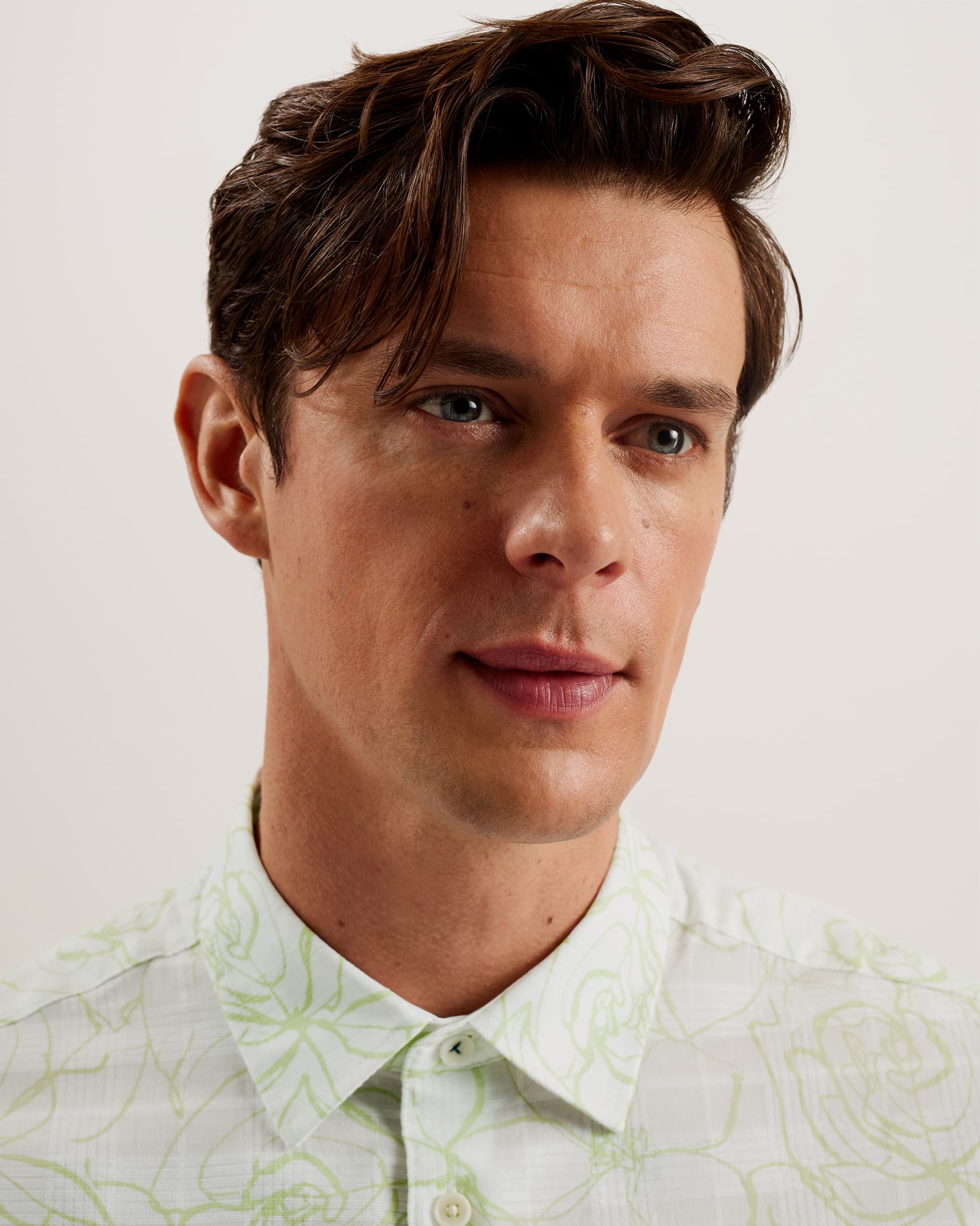 Cavu Short Sleeve Printed Cotton Shirt White