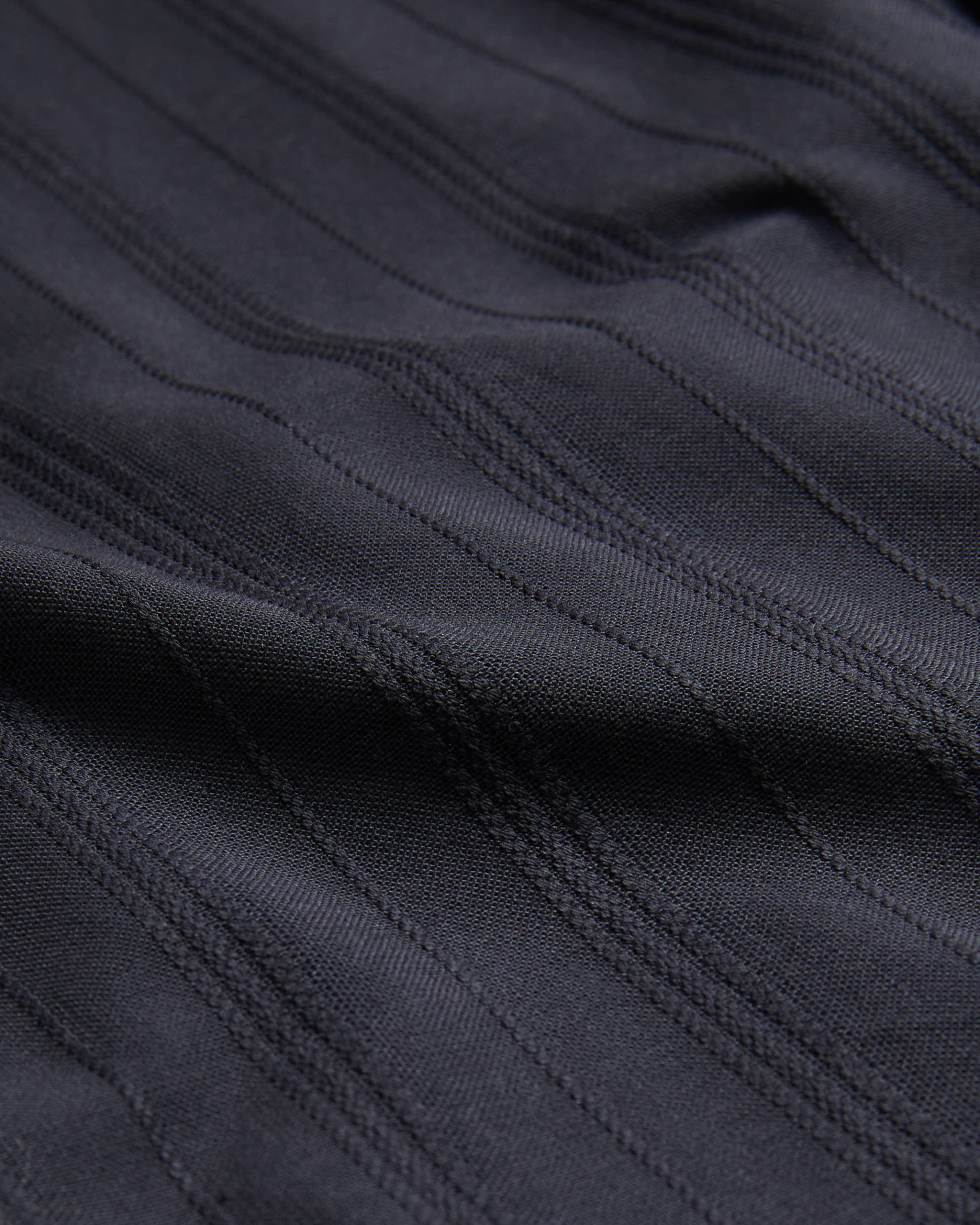 Fier Textured Stripe Grandad Collar Shirt Black