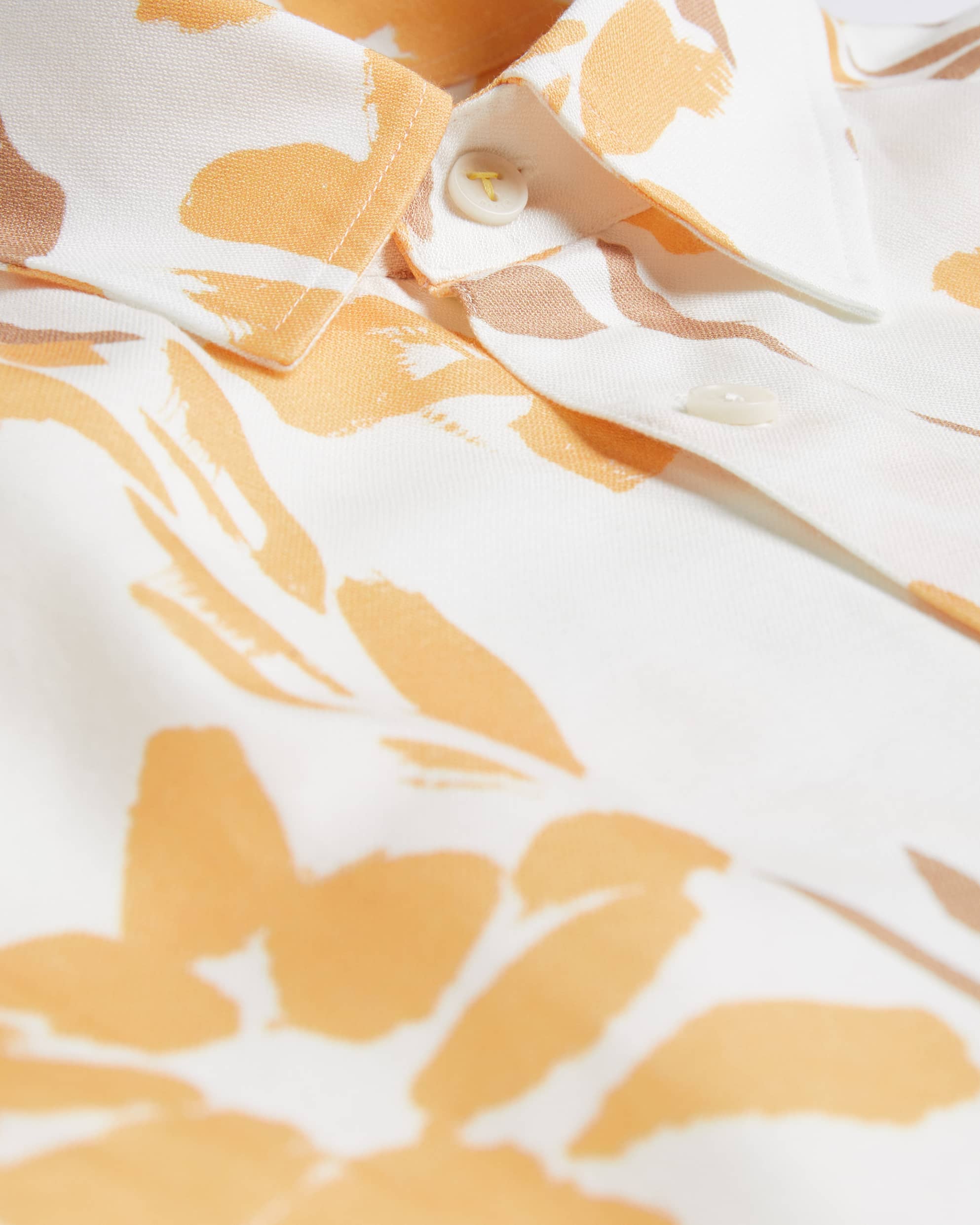 Verzee Short Sleeve Floral Print Shirt Yellow