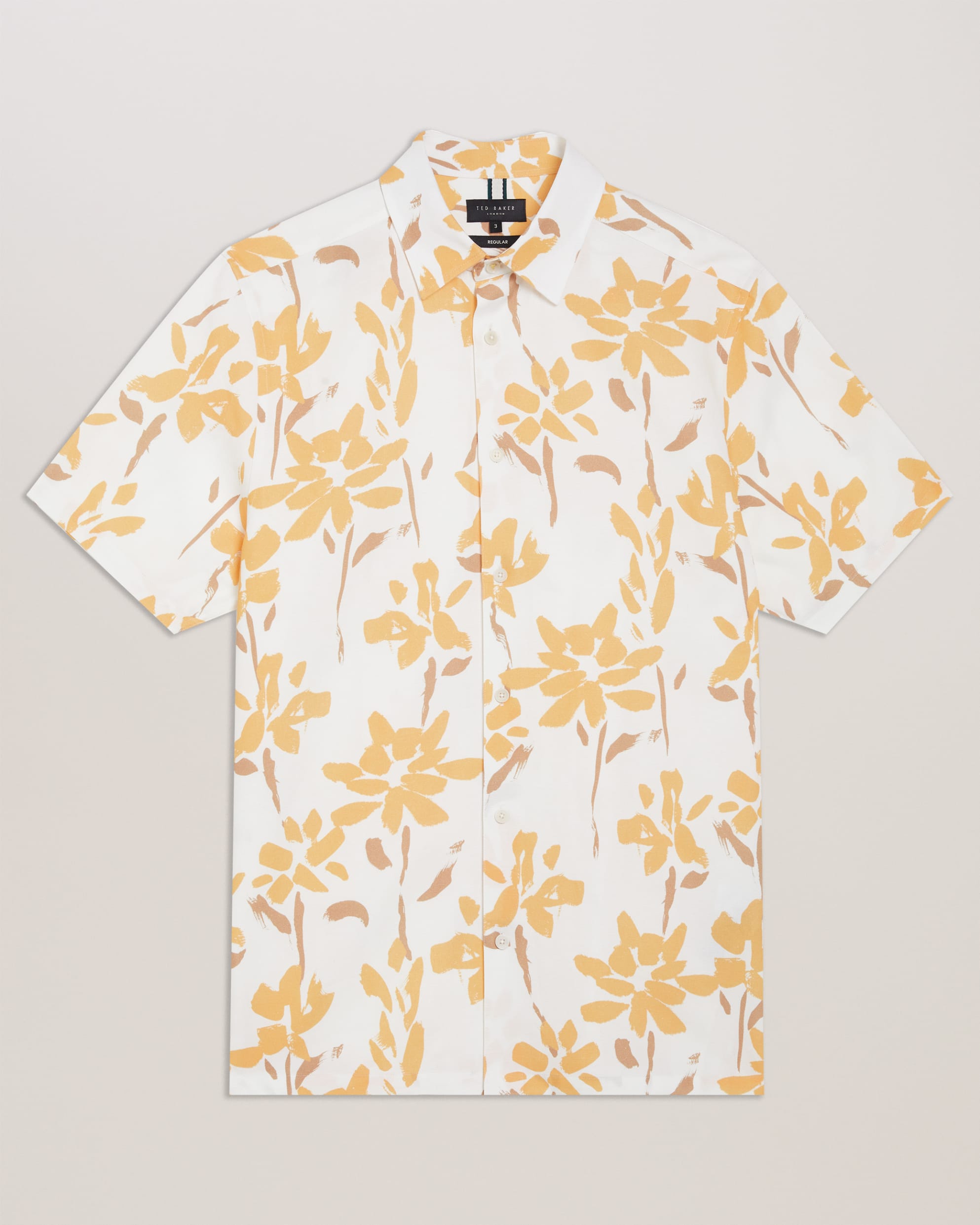 Verzee Short Sleeve Floral Print Shirt Yellow