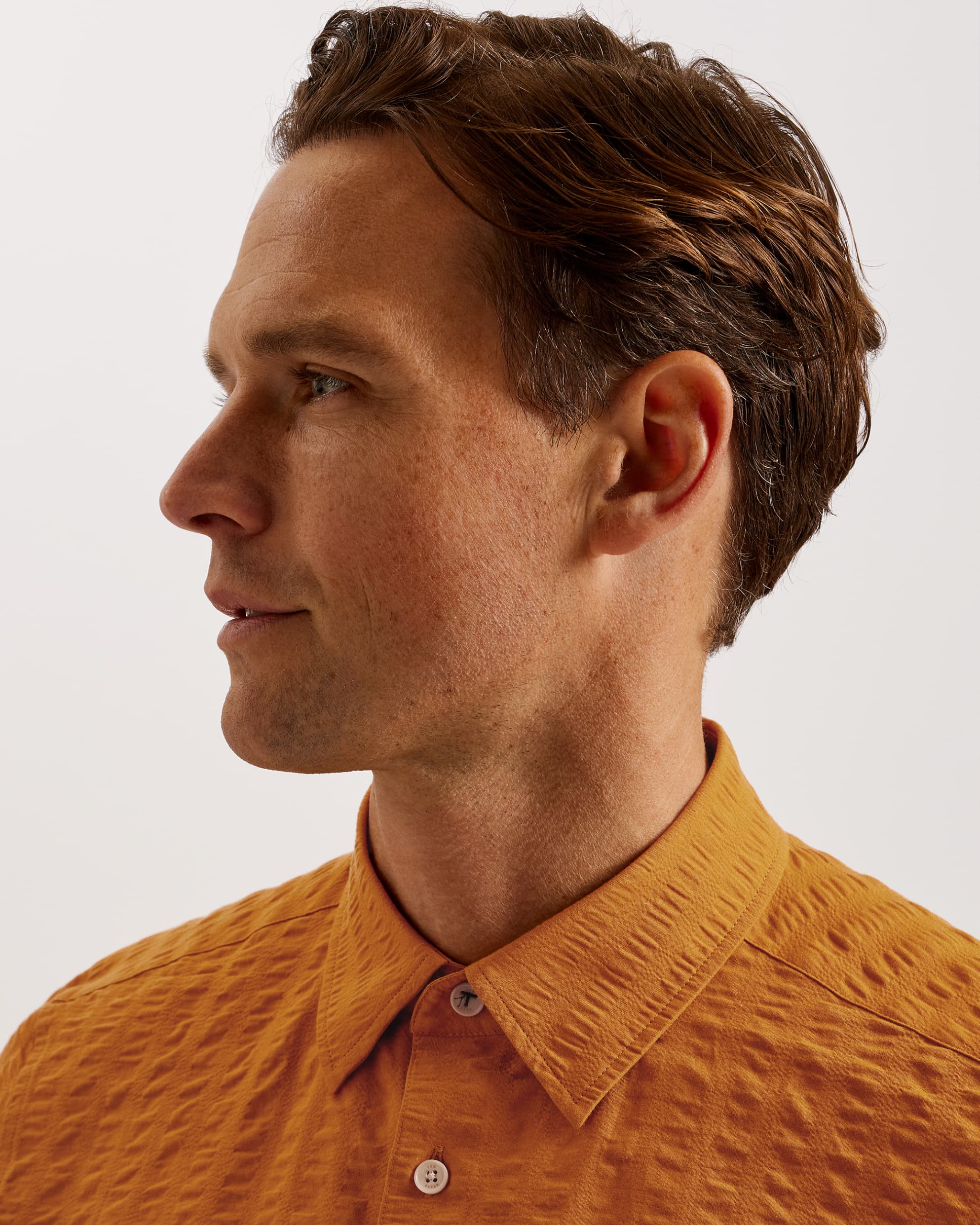 Verdon Seersucker Stripe Cotton Shirt Dk-Orange