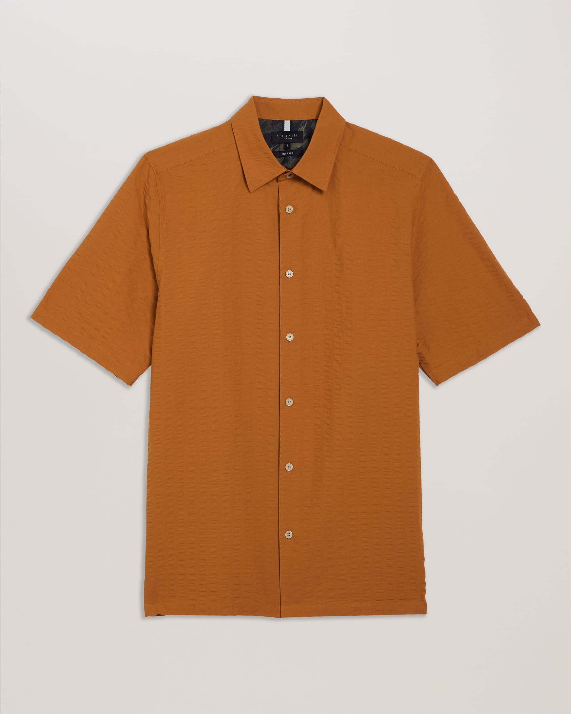 Verdon Seersucker Stripe Cotton Shirt Dk-Orange