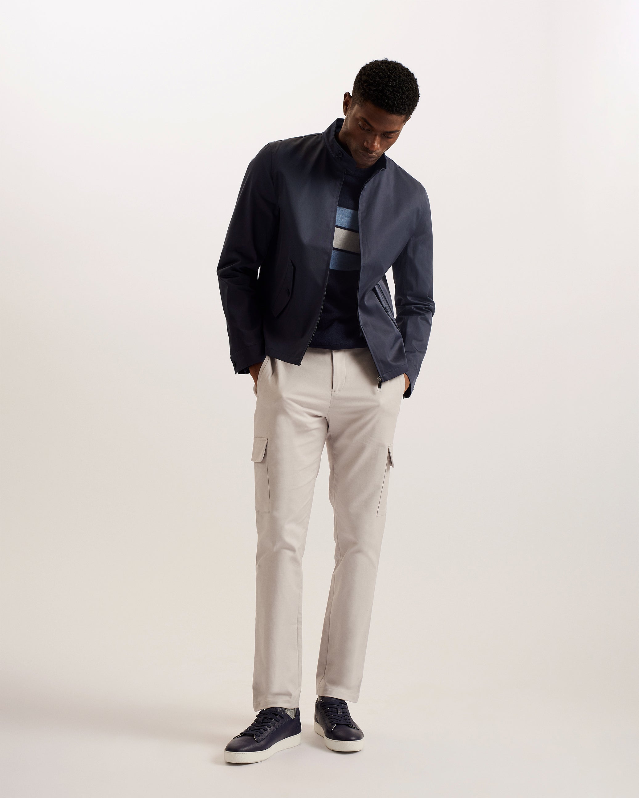 Lehurst Funnel Neck Harrington Jacket Navy