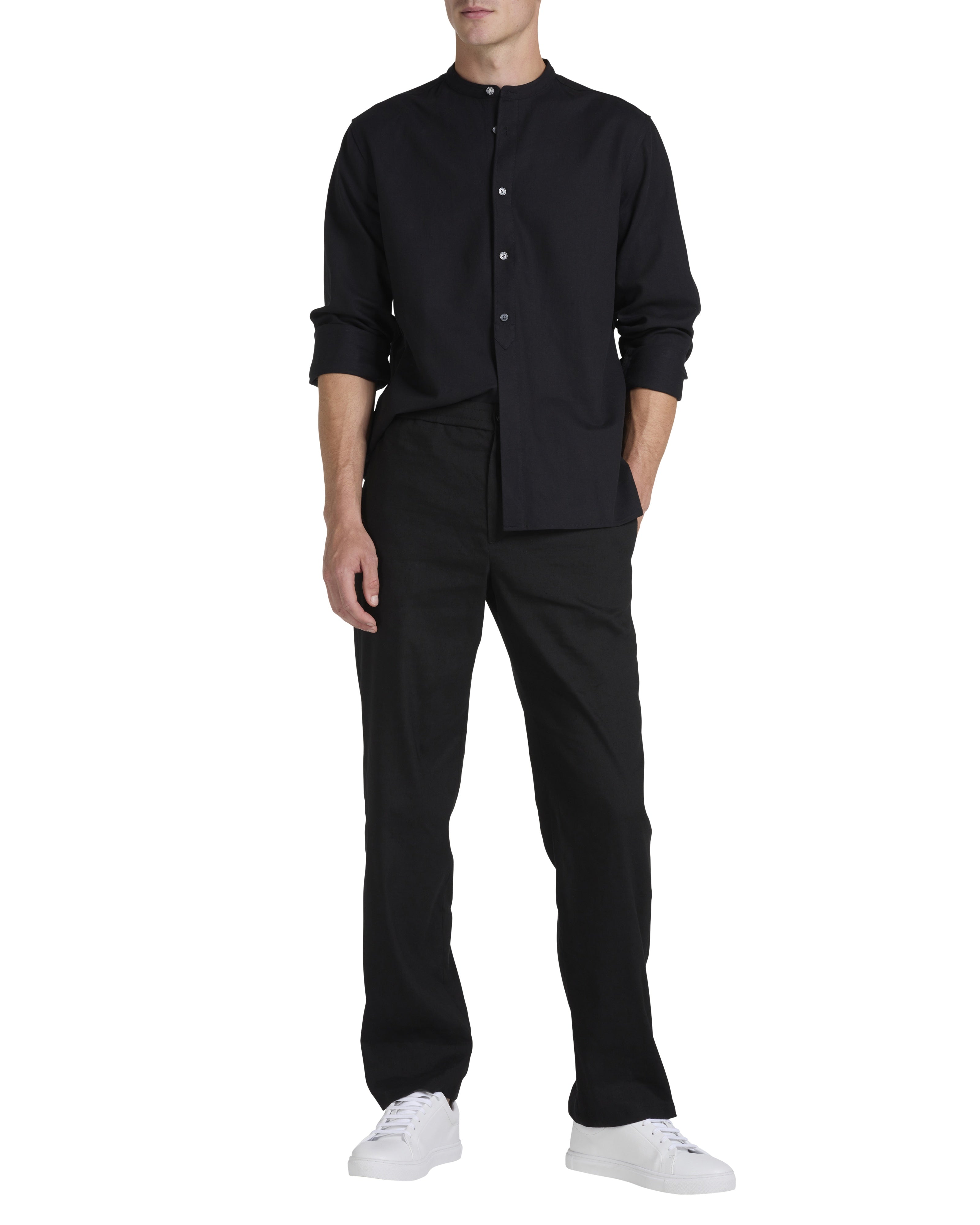 Ardmore Stretch Linen Straight Leg Trouser Black