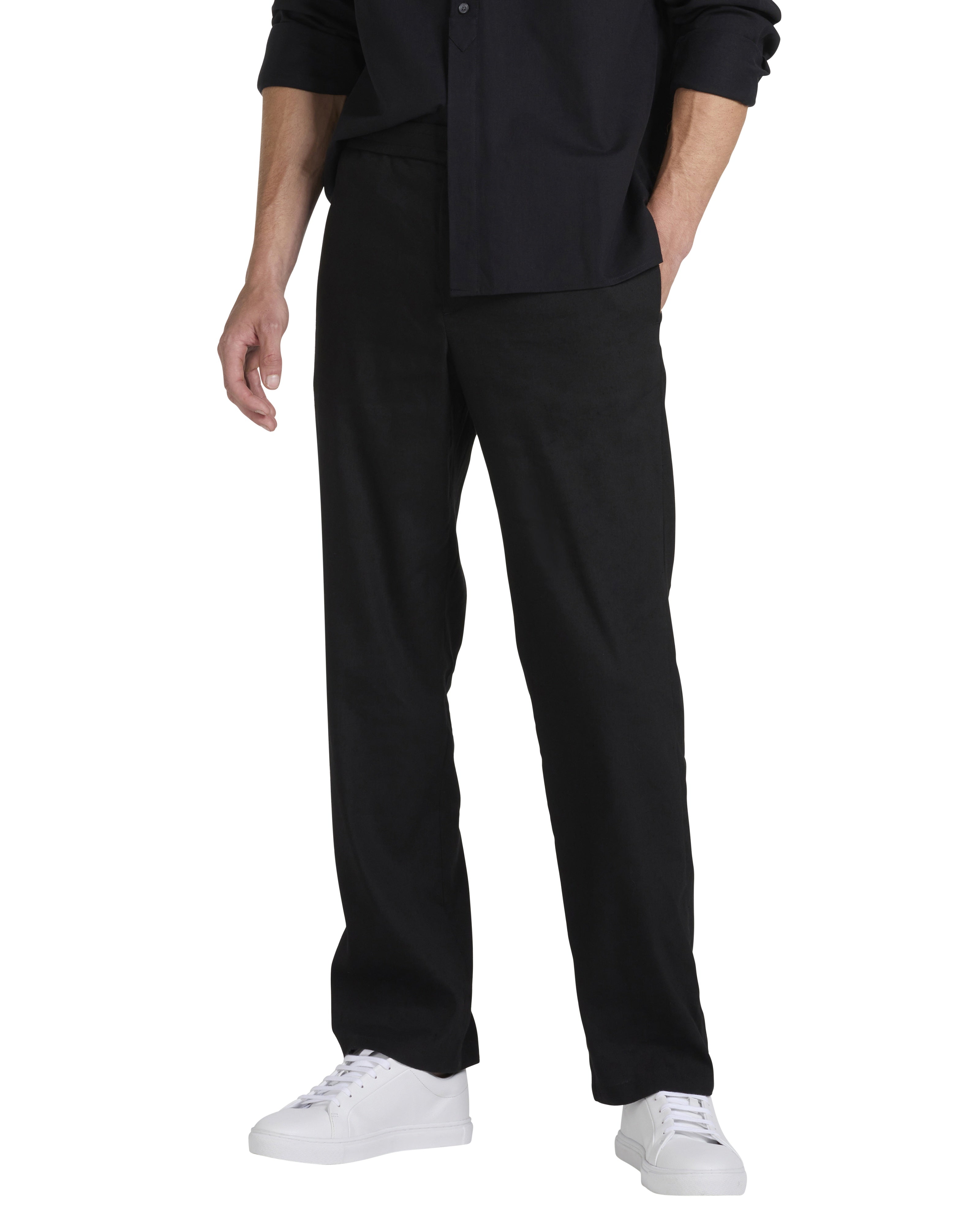 Ardmore Stretch Linen Straight Leg Trouser Black