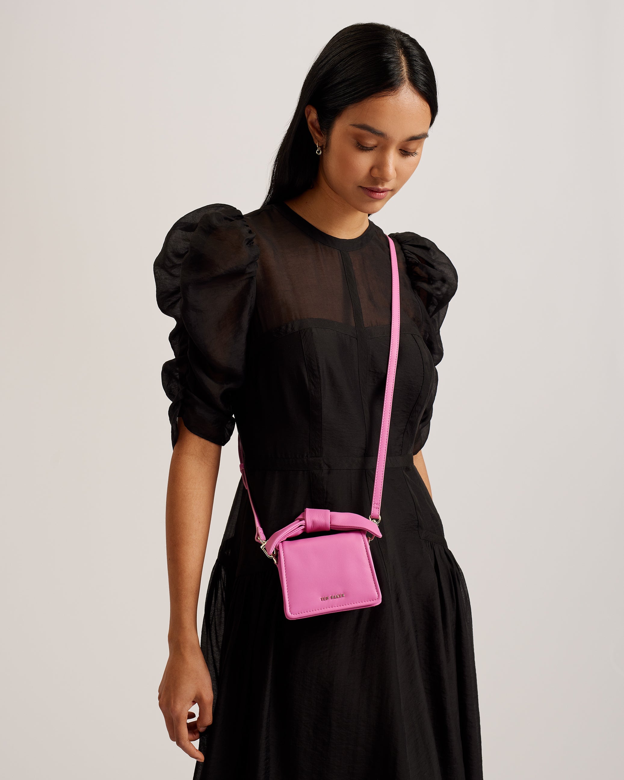 Nialinn Soft Knot Mini Bow Bag Brt-Pink