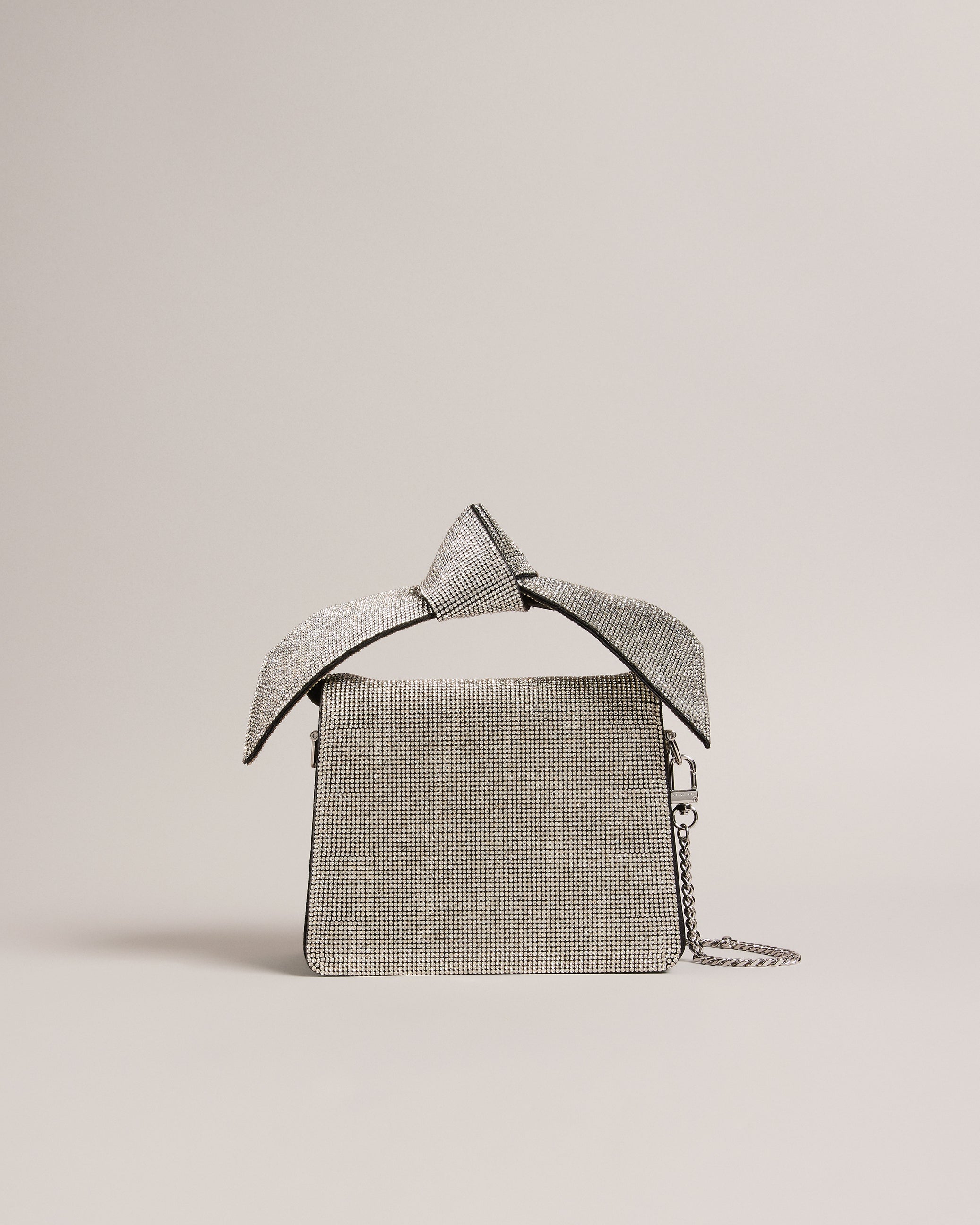 Nialisa Soft Knot Crystal Crossbody Bag Silver