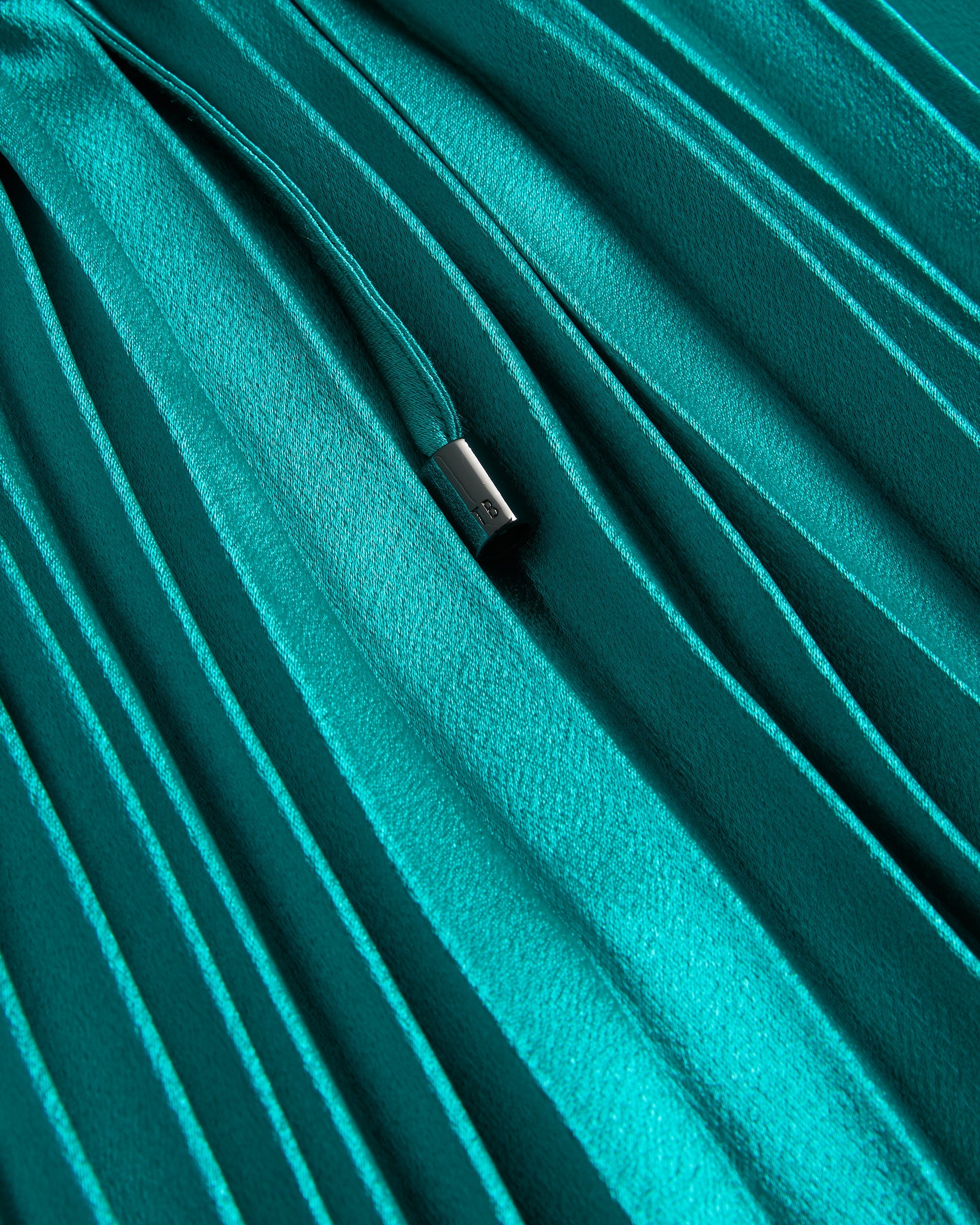 Melike Satin Pleated Halterneck Midi Dress Green