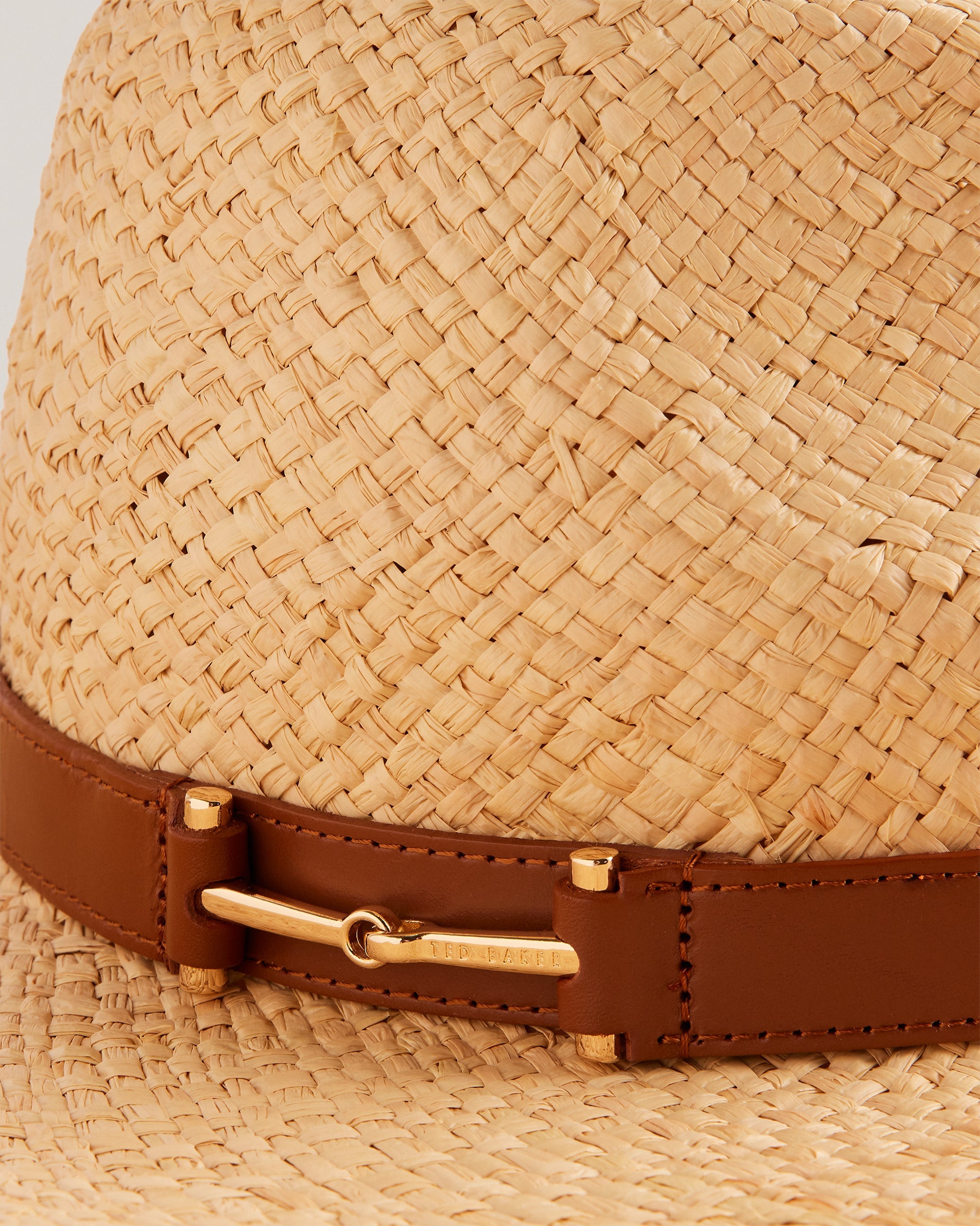 Hariets Straw Hat With Leather Trim Natural