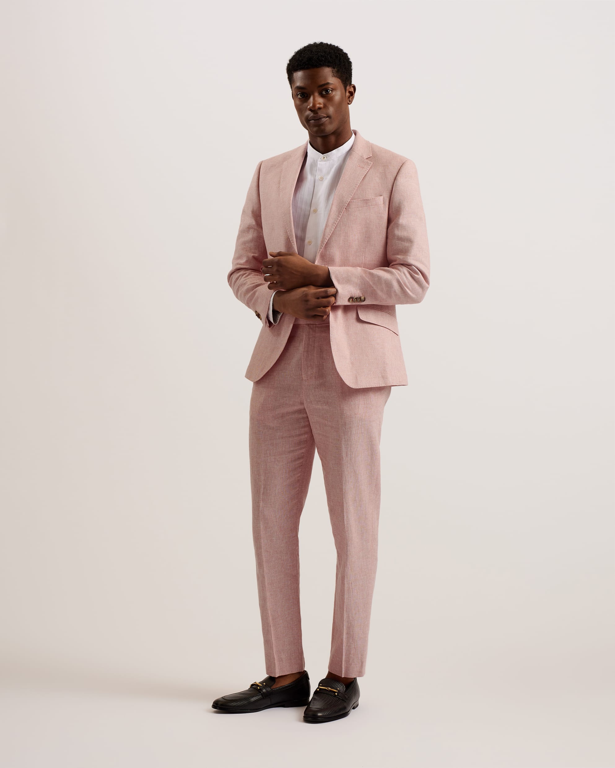 Damaskj Slim Fit Linen Blazer Lt-Pink