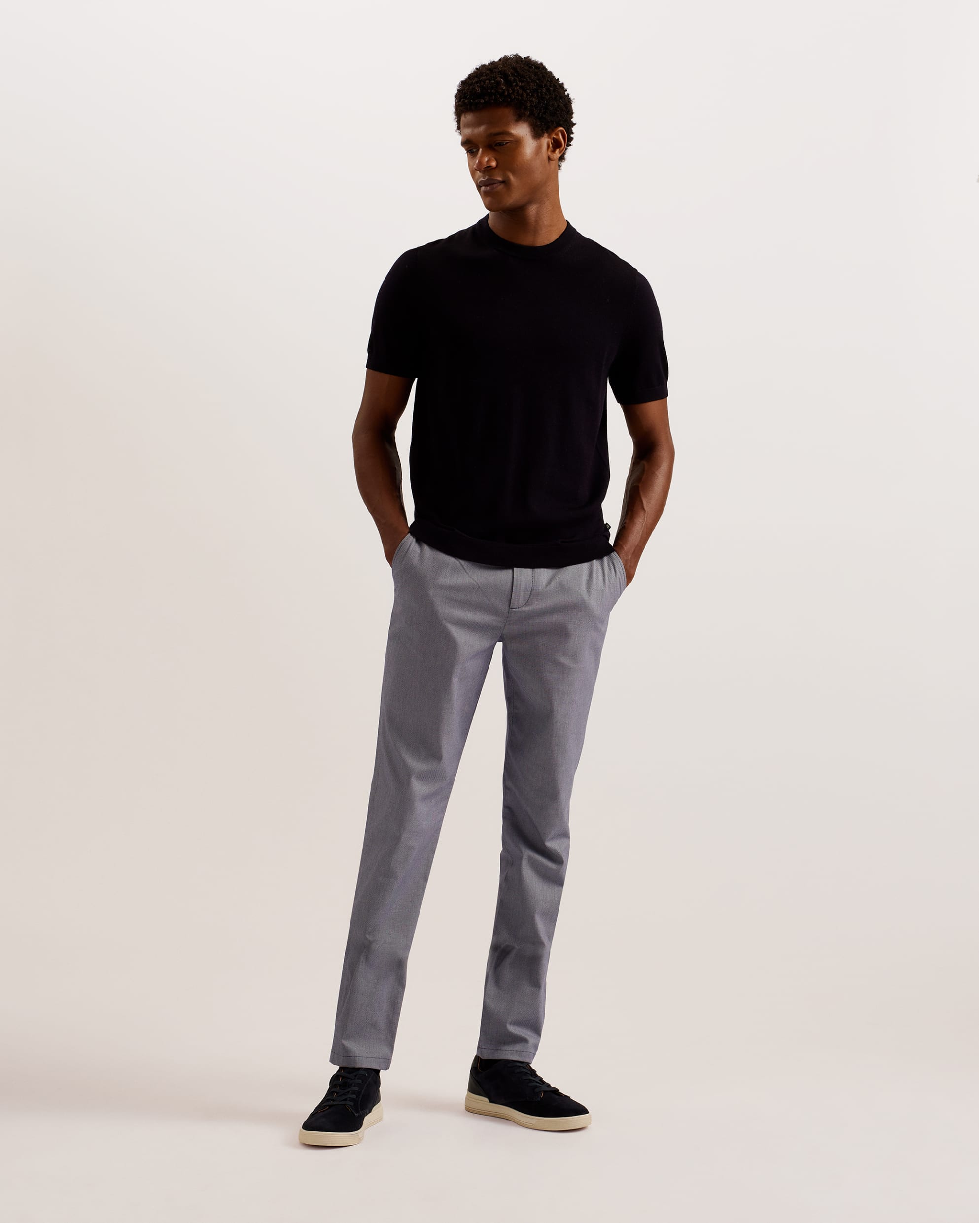 Turney Slim Fit Textured Cotton Chinos Blue