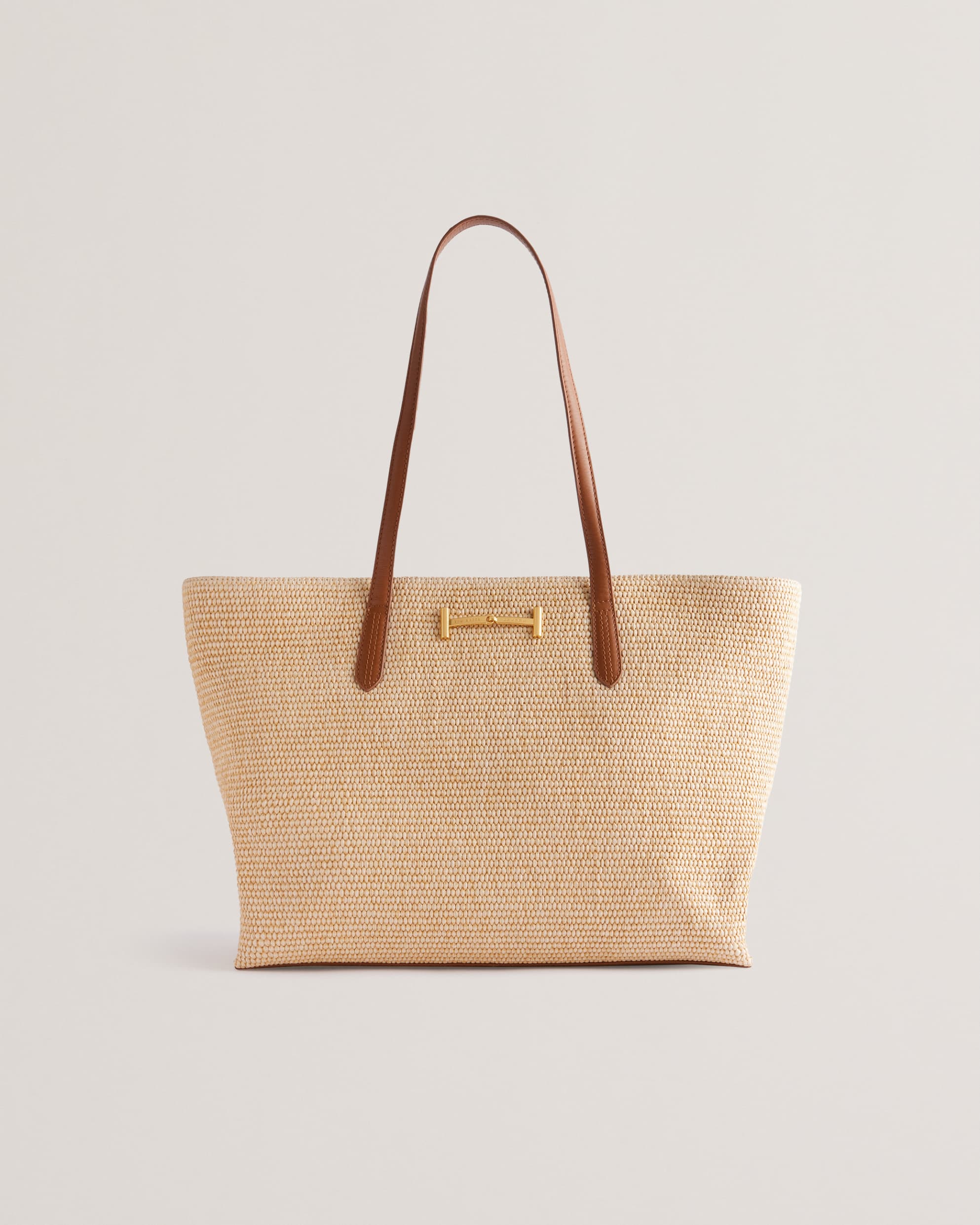 Edanes Large Woven Zip Tote Bag Brown
