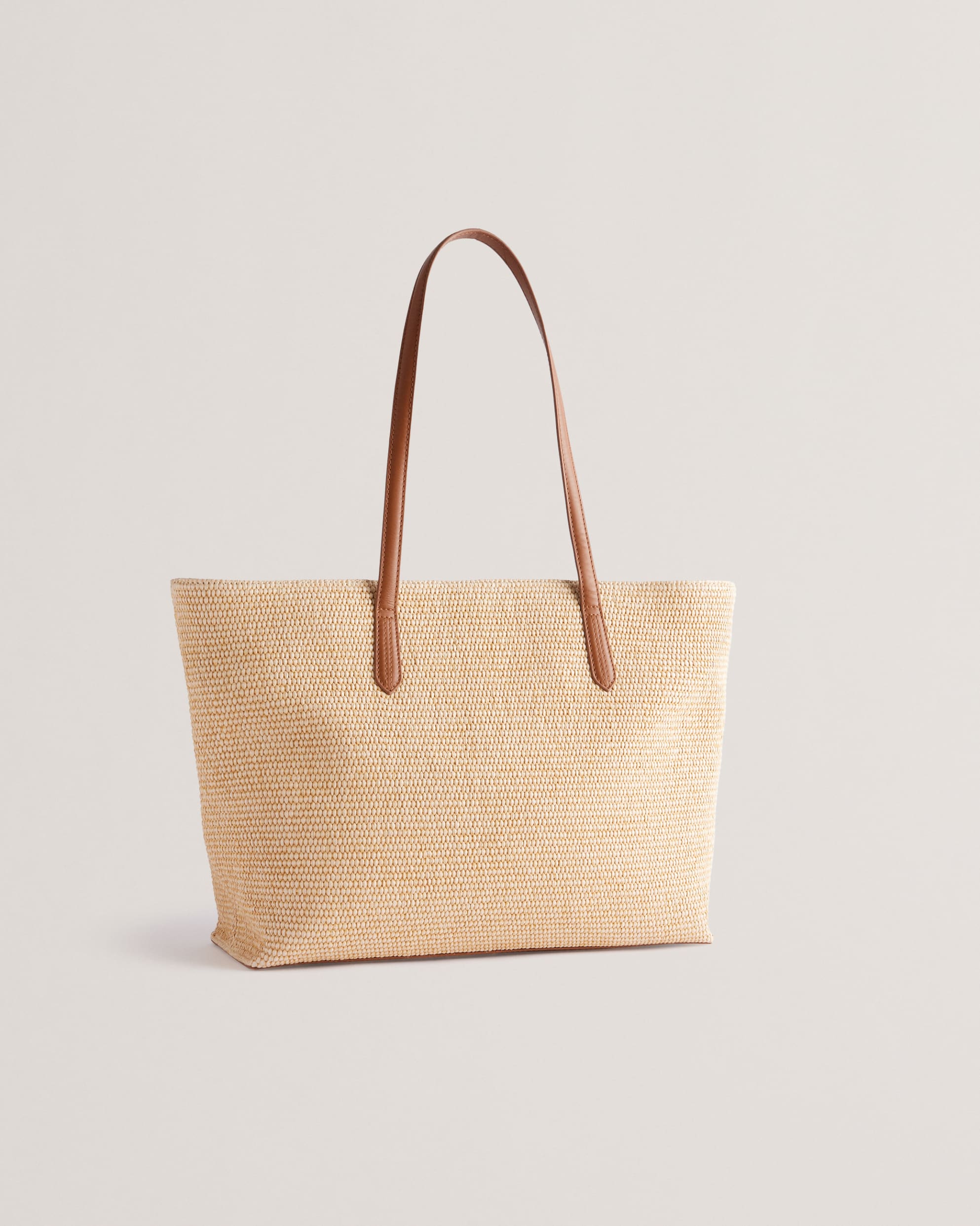 Edanes Large Woven Zip Tote Bag Brown