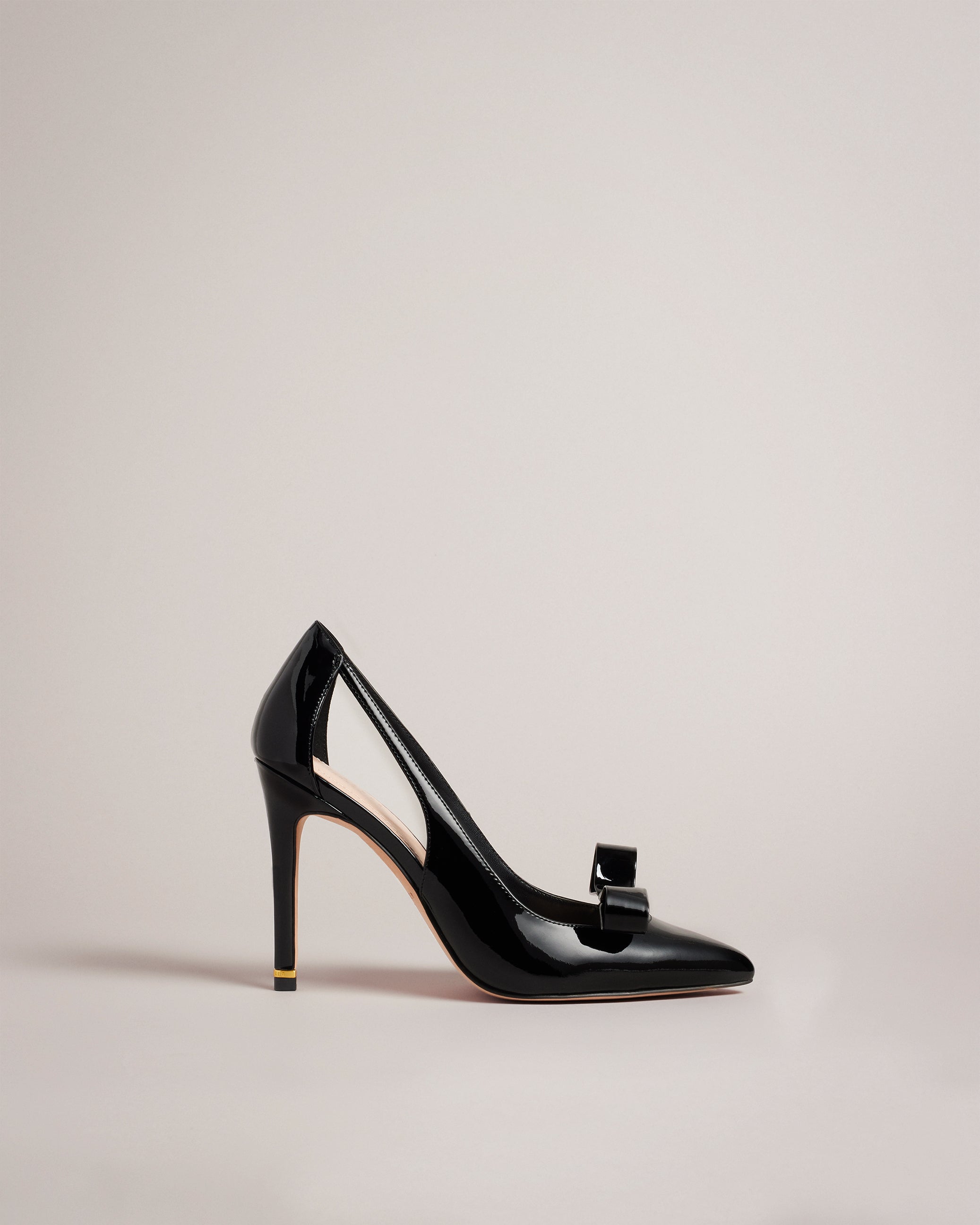 Orliney Patent Bow 100Mm Cut Out Detail Court Shoes Black