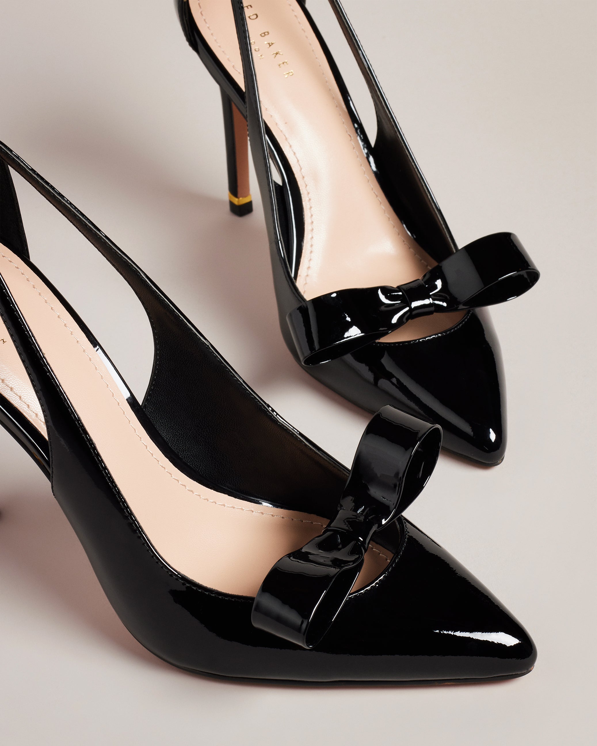 Orliney Patent Bow 100Mm Cut Out Detail Court Shoes Black