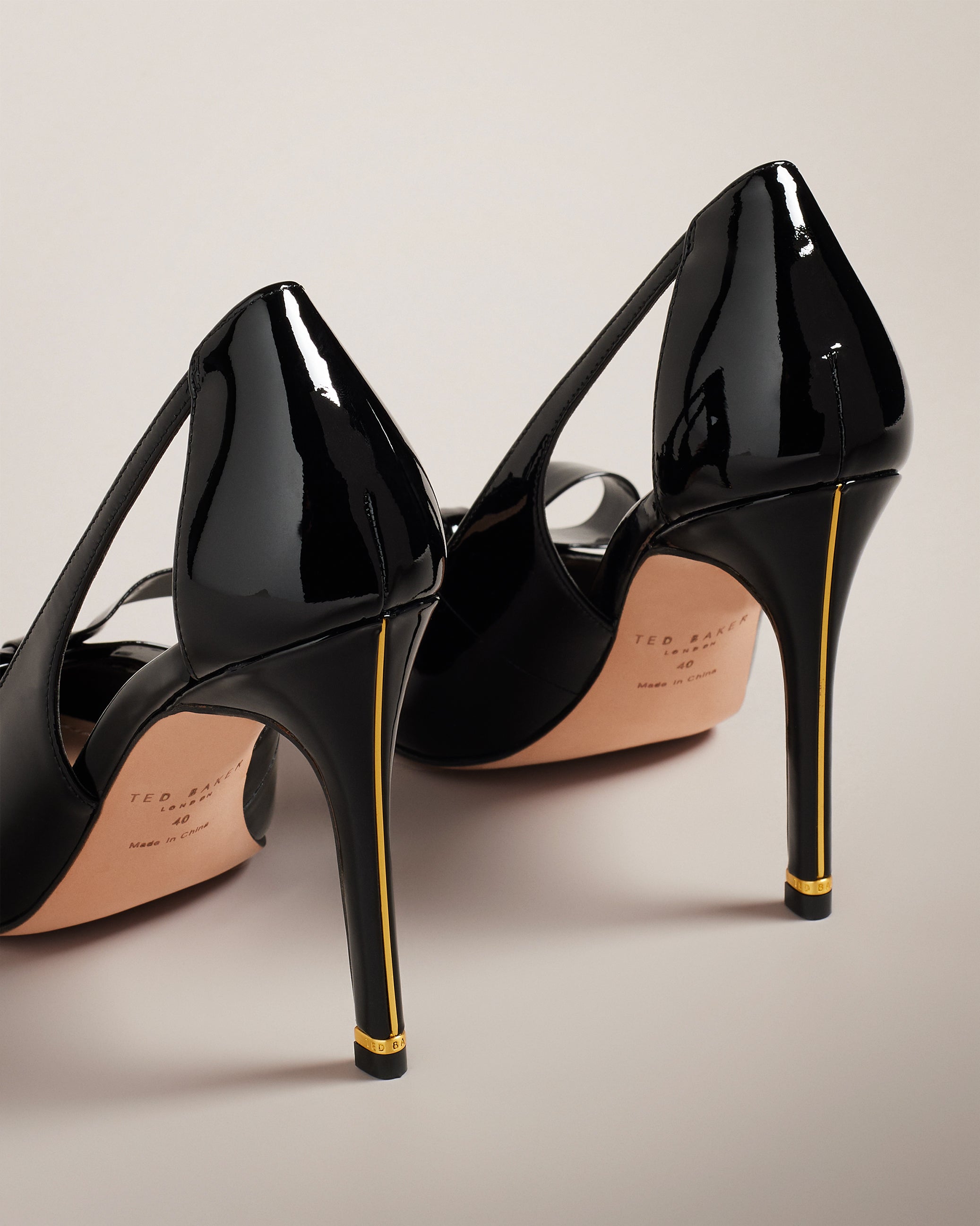 Orliney Patent Bow 100Mm Cut Out Detail Court Shoes Black