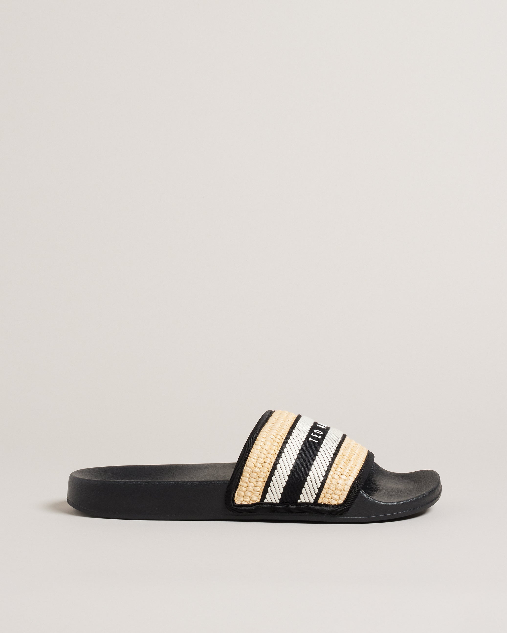 Aseeka Raffia Webbing Slider Shoes Black